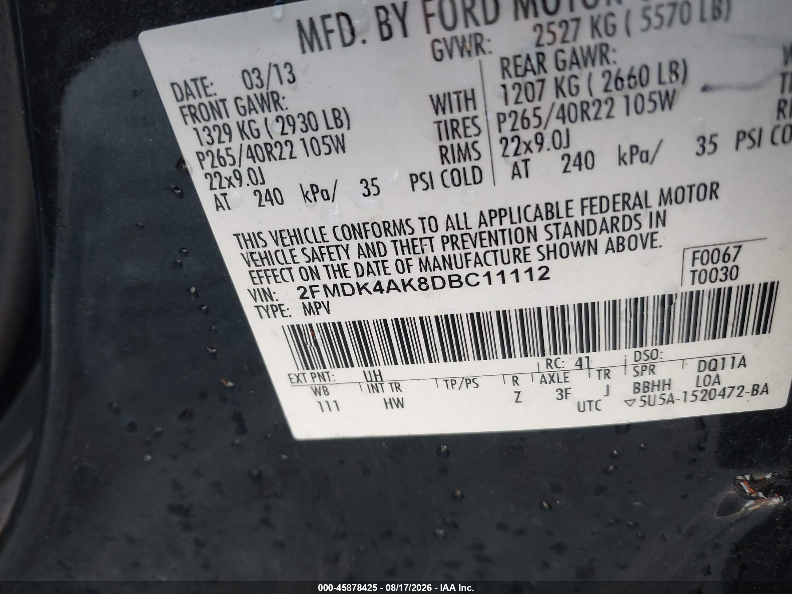 2013 Ford Edge Sport Black vin: 2FMDK4AK8DBC11112