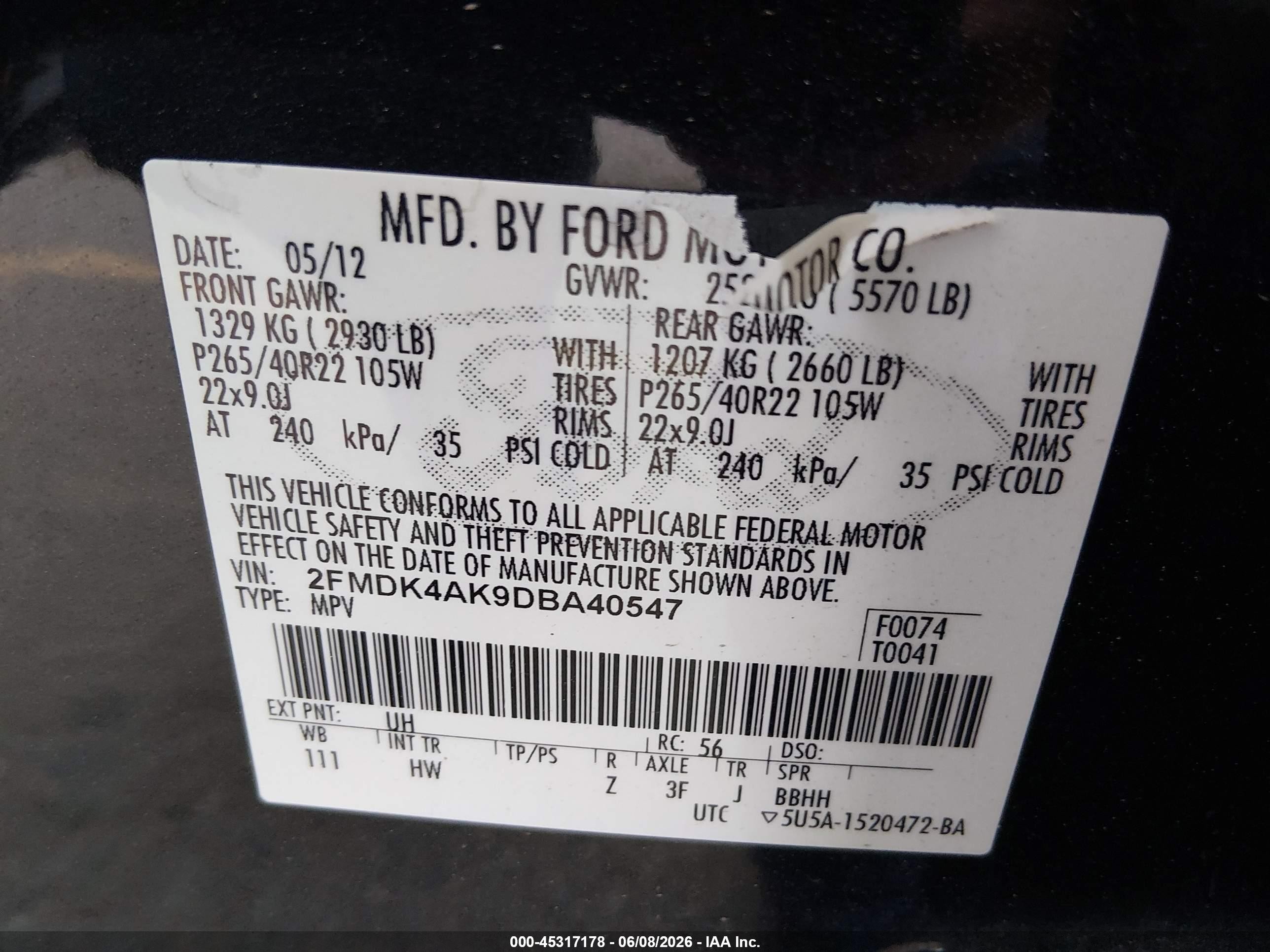 2013 Ford Edge Sport Black vin: 2FMDK4AK9DBA40547