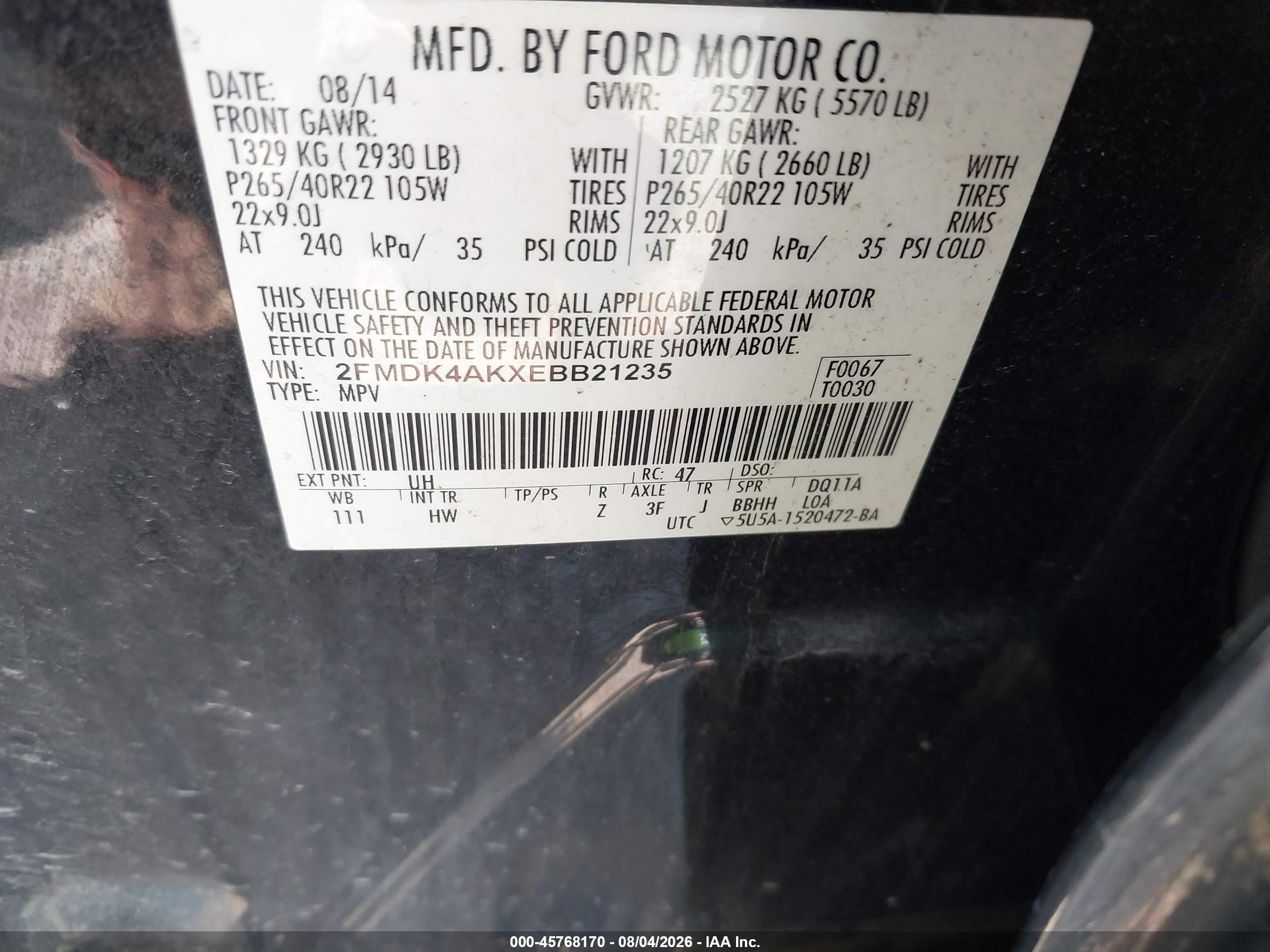 2014 Ford Edge Sport Black vin: 2FMDK4AKXEBB21235