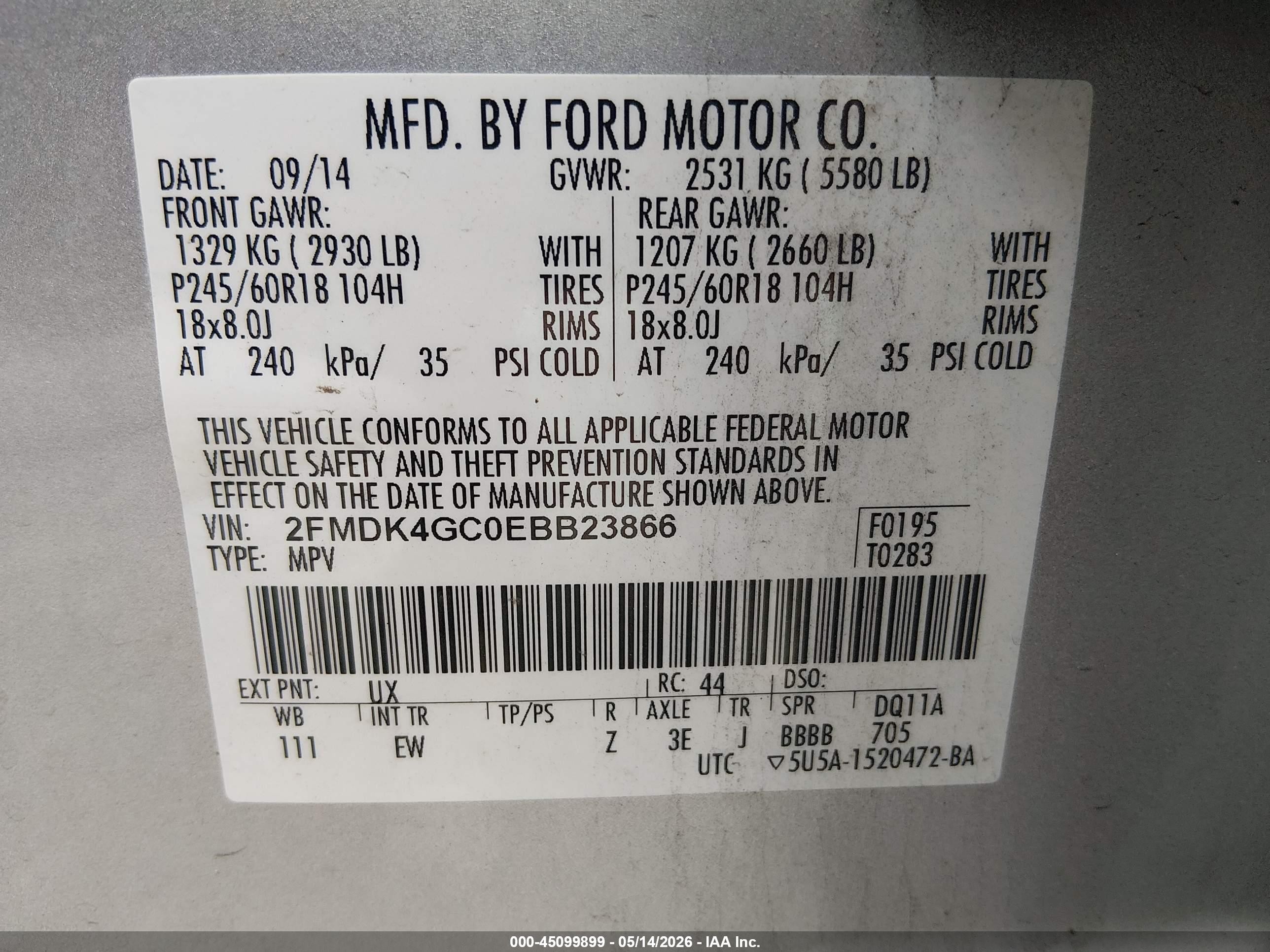2014 Ford Edge Se Silver vin: 2FMDK4GC0EBB23866