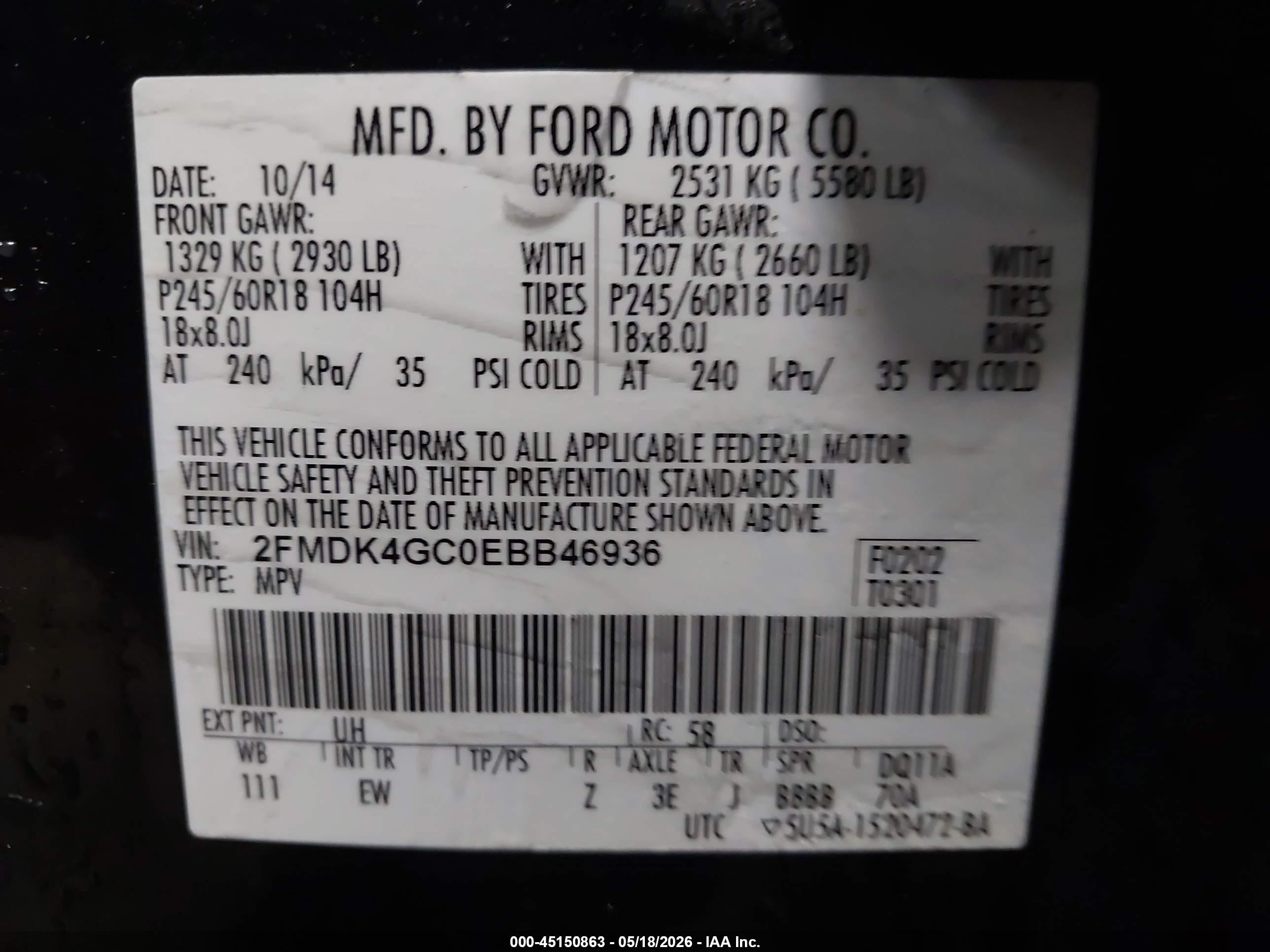 2014 Ford Edge Se Black vin: 2FMDK4GC0EBB46936