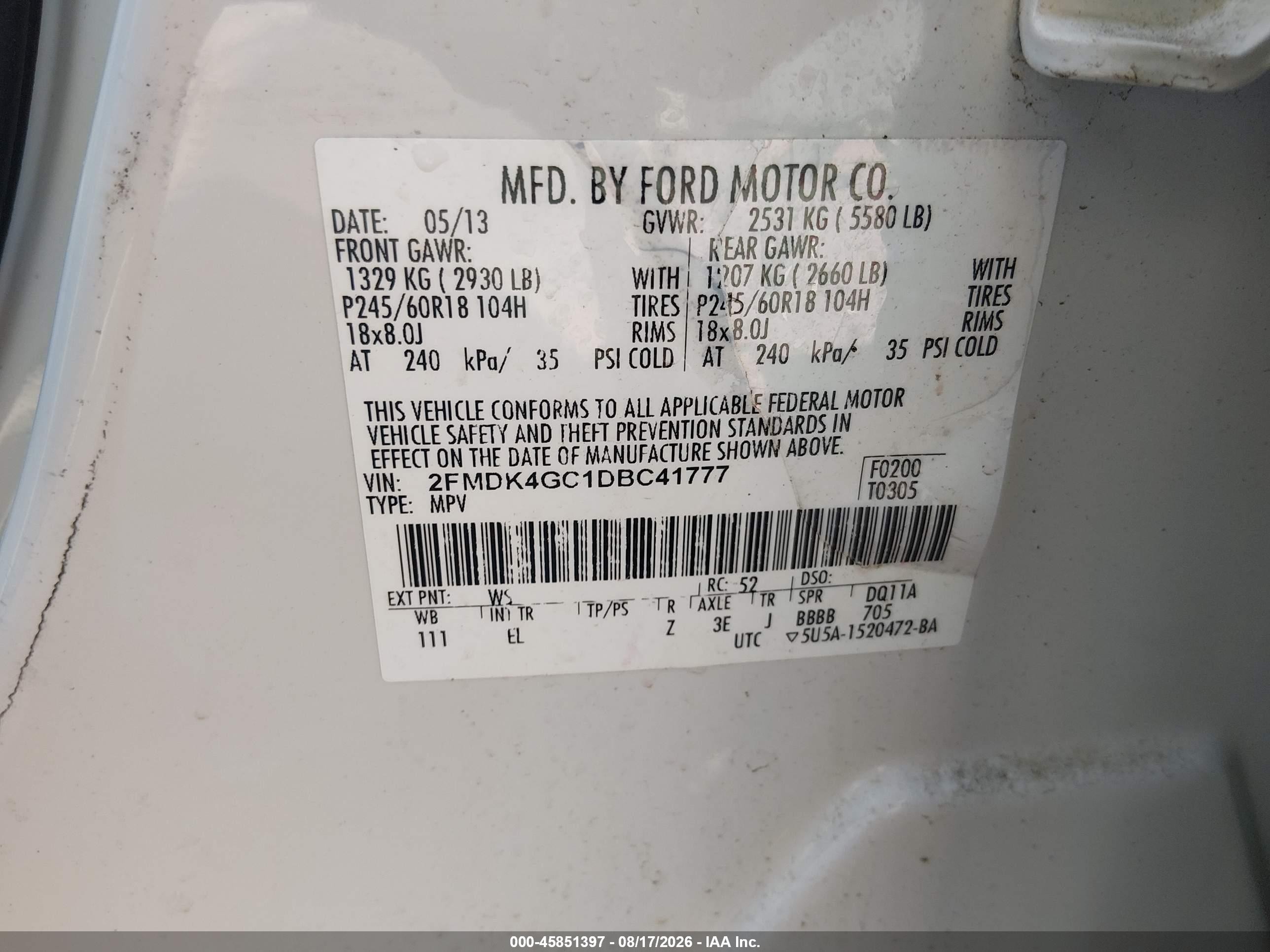 2013 Ford Edge Se White vin: 2FMDK4GC1DBC41777