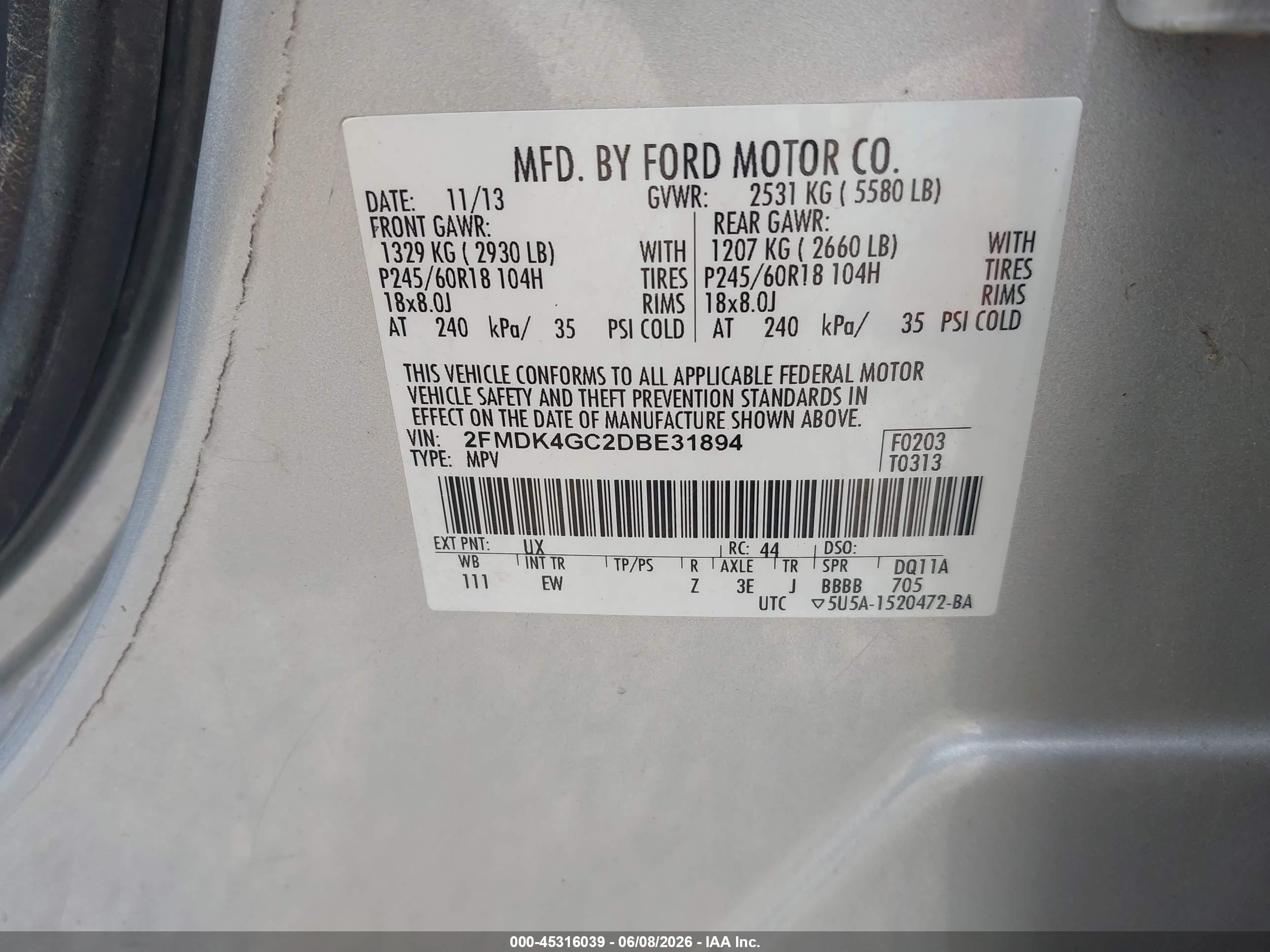 2013 Ford Edge Se Silver vin: 2FMDK4GC2DBE31894