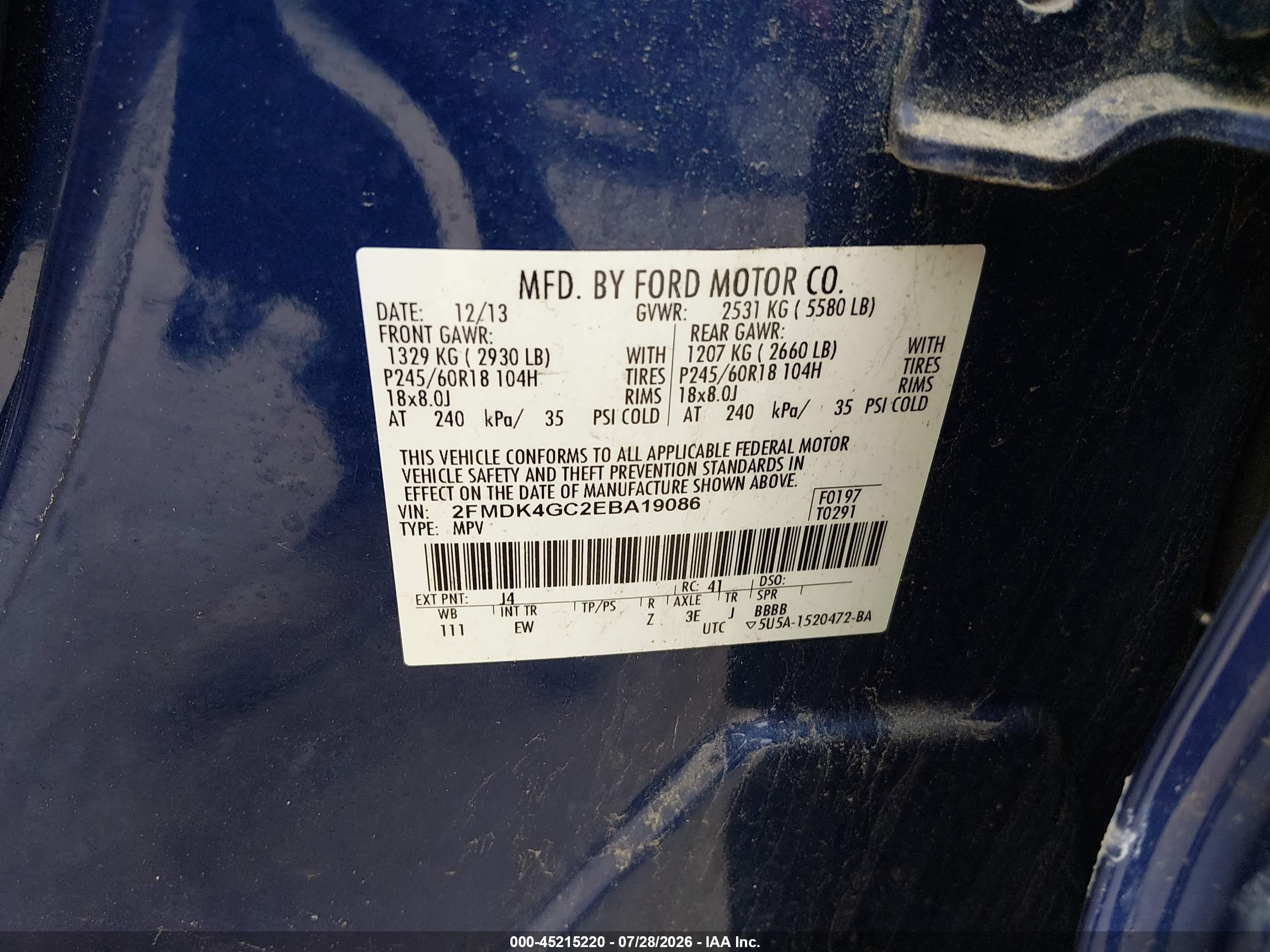 2014 Ford Edge Se Blue vin: 2FMDK4GC2EBA19086