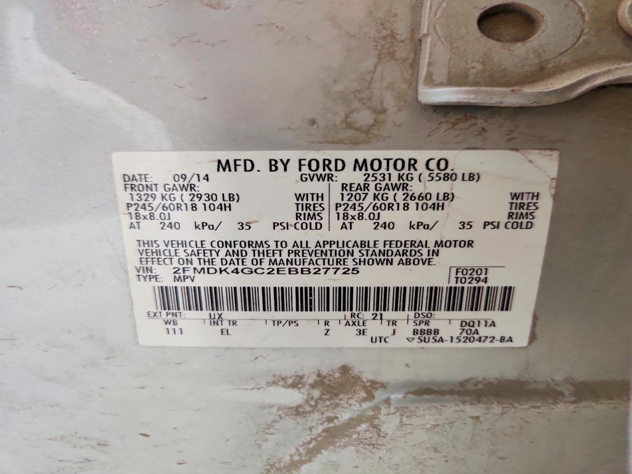2014 Ford Edge Se Silver vin: 2FMDK4GC2EBB27725