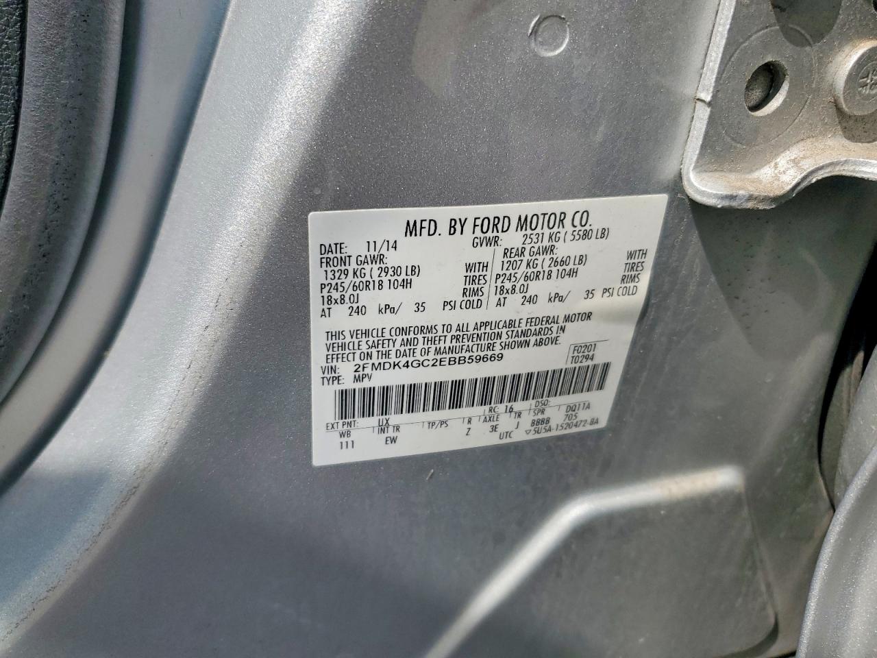 2014 Ford Edge Se Gray vin: 2FMDK4GC2EBB59669