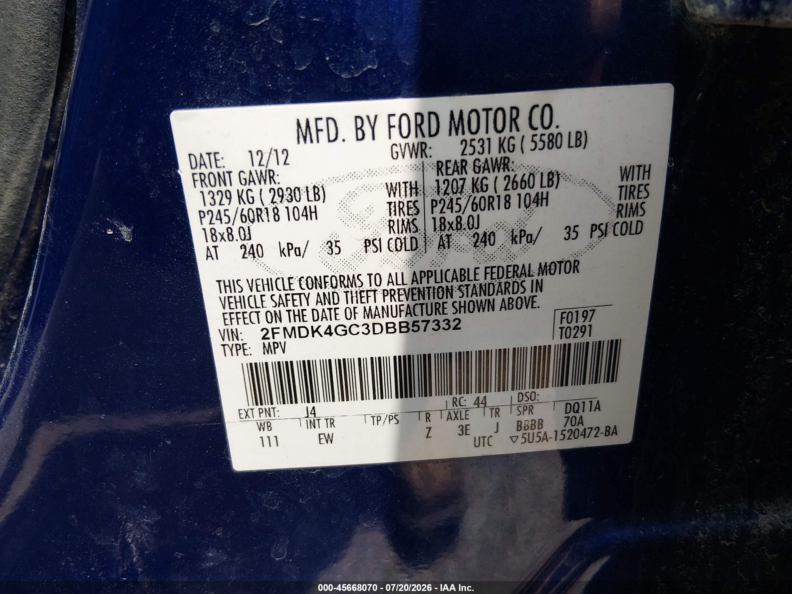 2013 Ford Edge Se Синий vin: 2FMDK4GC3DBB57332