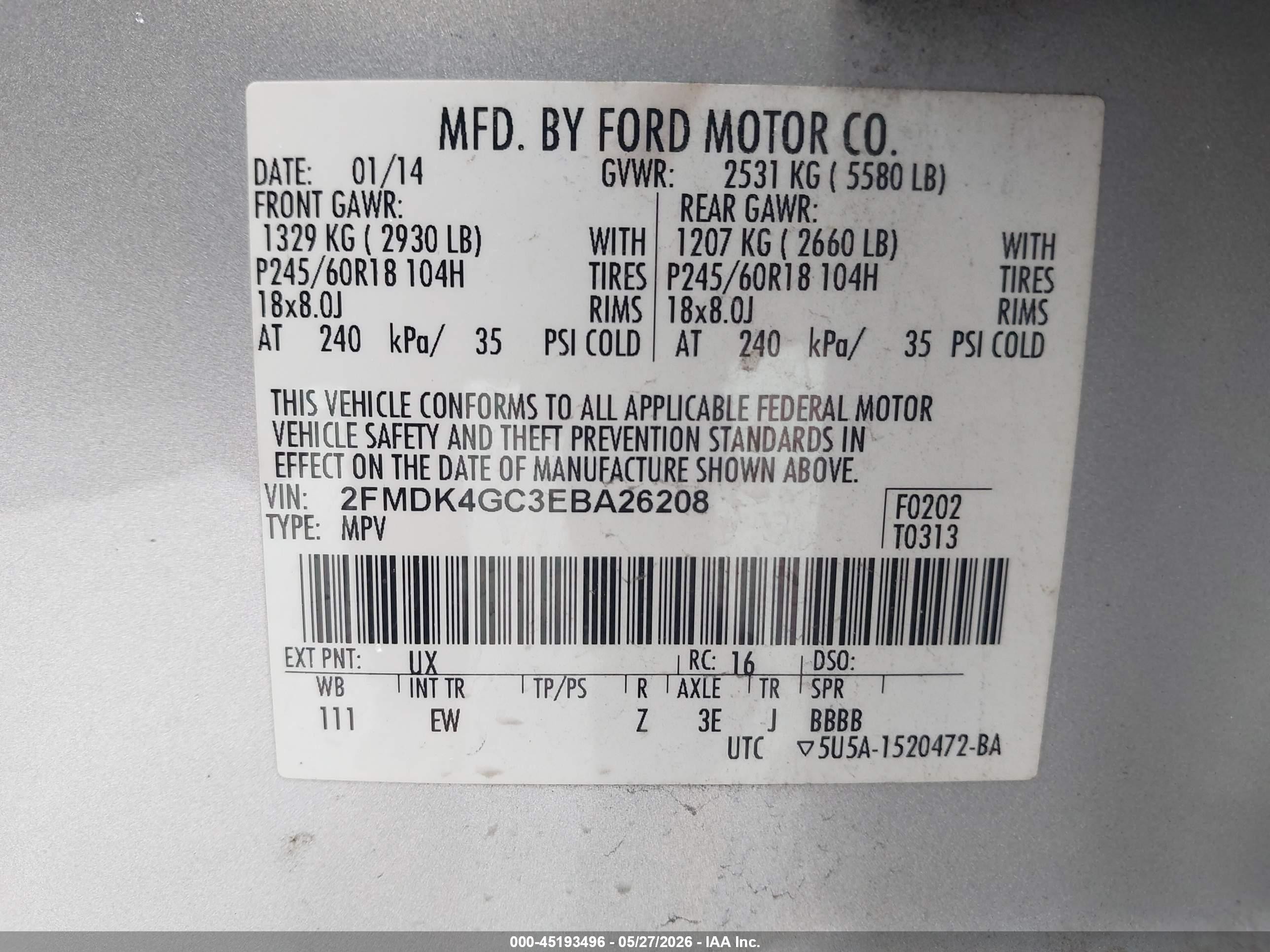 2014 Ford Edge Se Silver vin: 2FMDK4GC3EBA26208