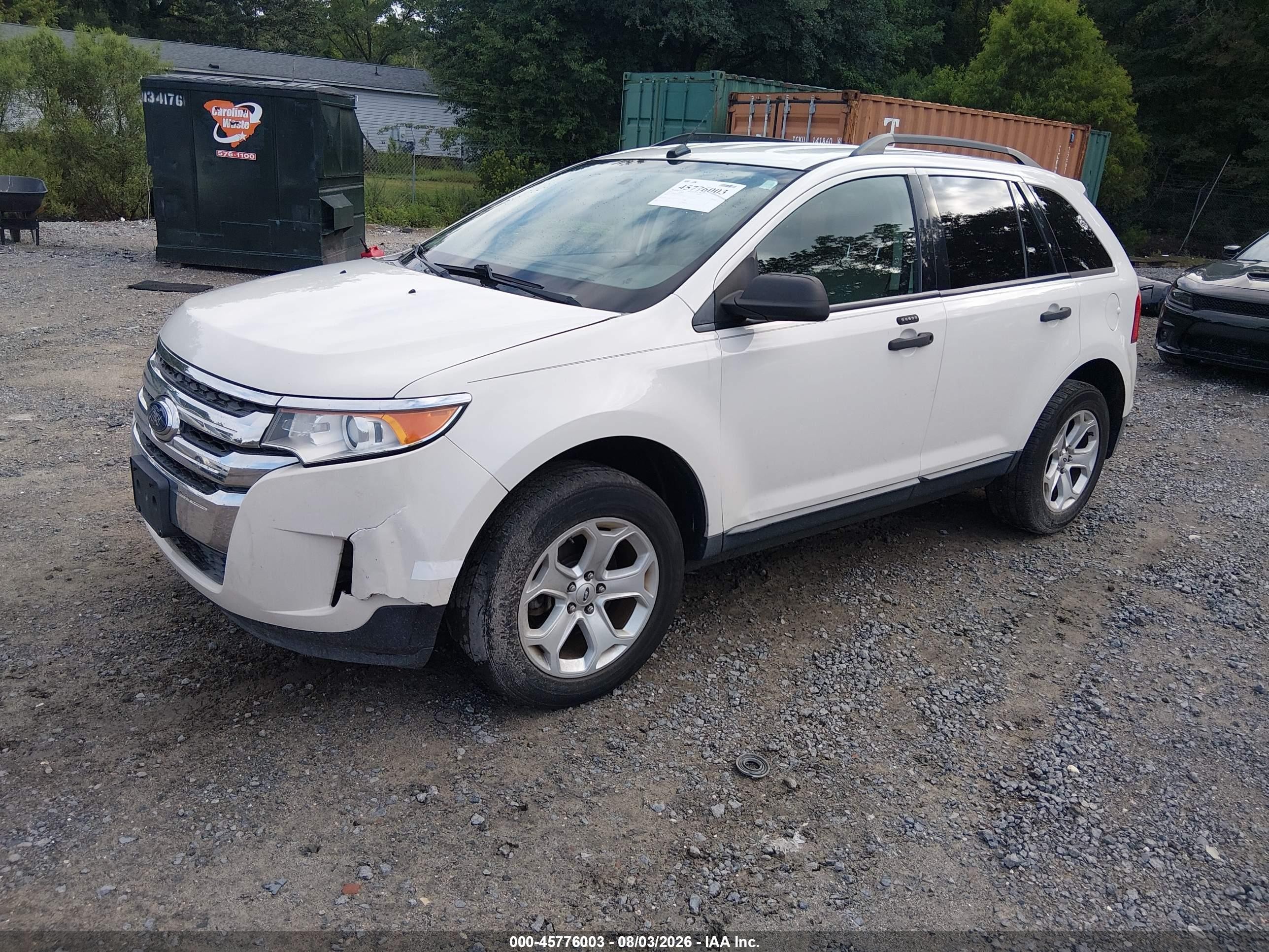 2013 Ford Edge Se White vin: 2FMDK4GC5DBB23814