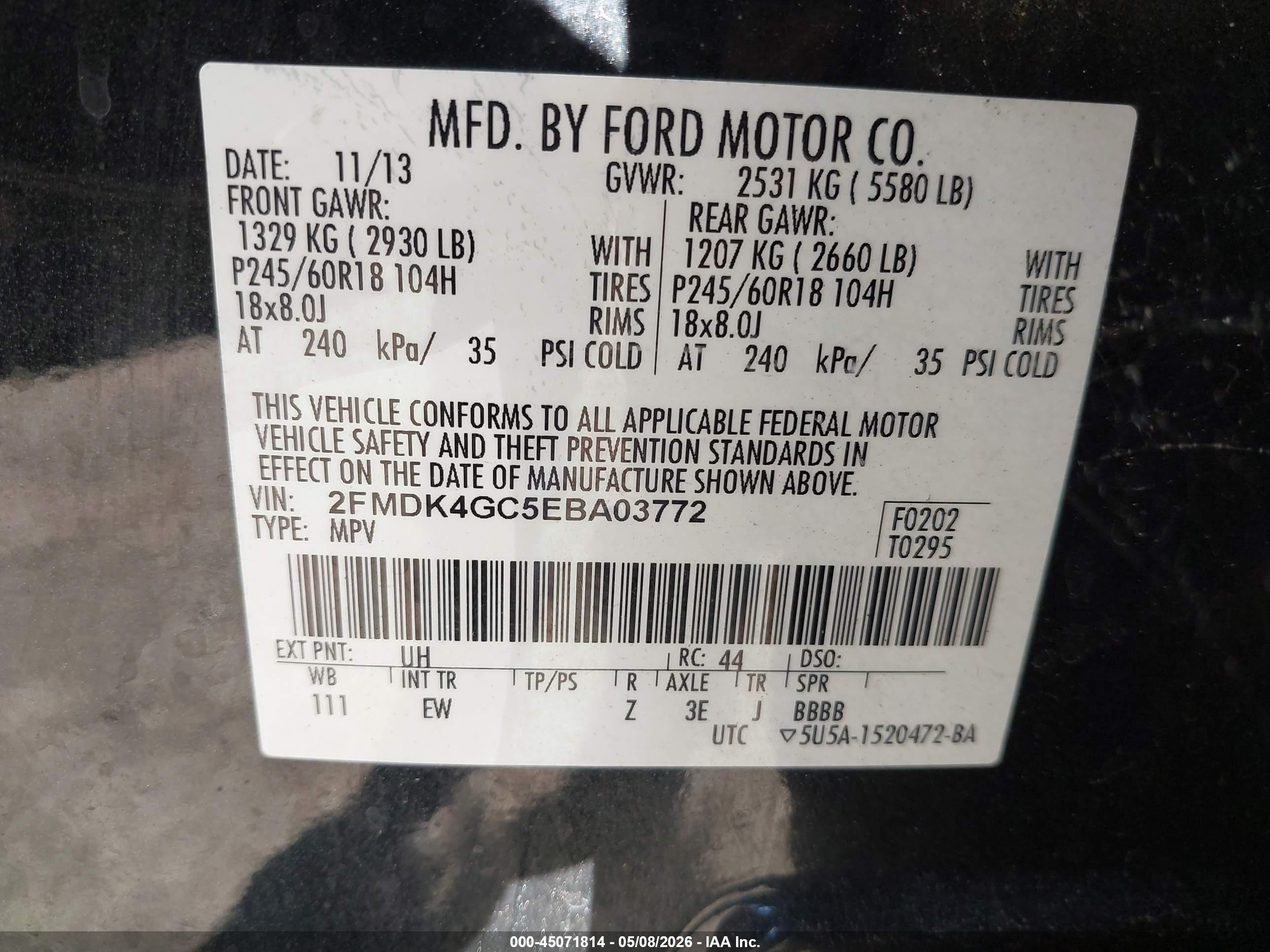 2014 Ford Edge Se Черный vin: 2FMDK4GC5EBA03772