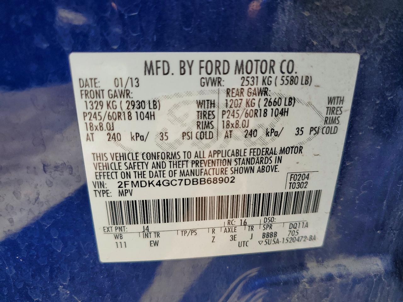 2013 Ford Edge Se Blue vin: 2FMDK4GC7DBB68902