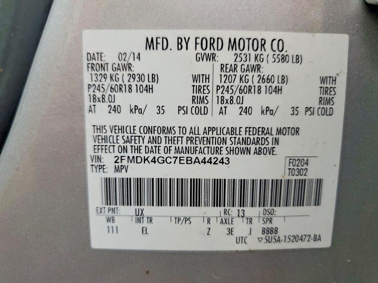 2014 Ford Edge Se Silver vin: 2FMDK4GC7EBA44243