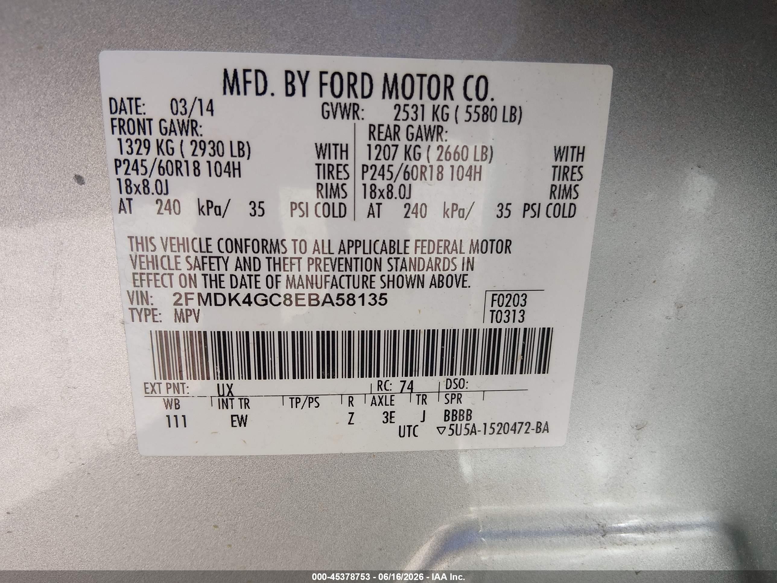 2014 Ford Edge Se Silver vin: 2FMDK4GC8EBA58135
