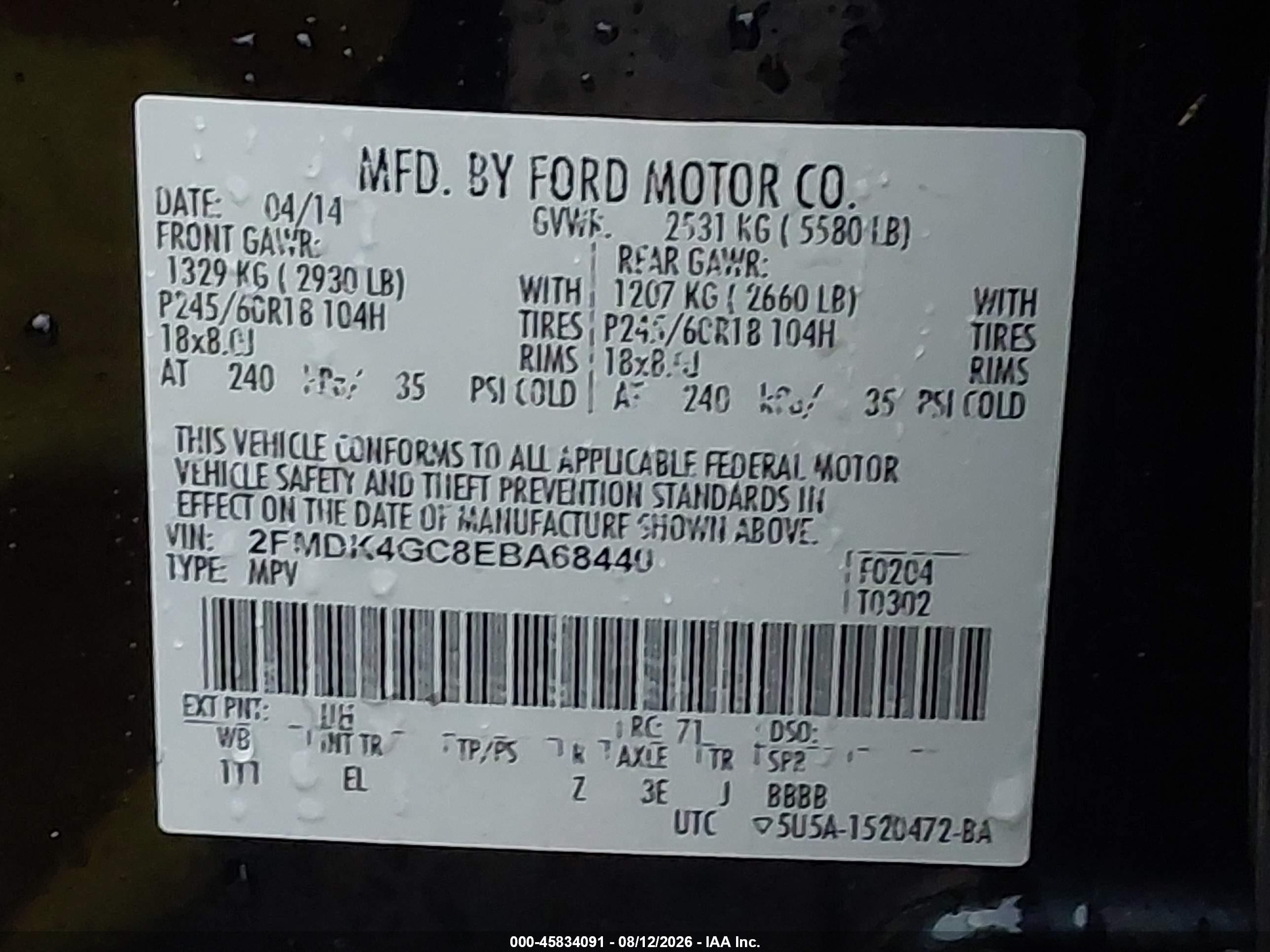 2014 Ford Edge Se Black vin: 2FMDK4GC8EBA68440