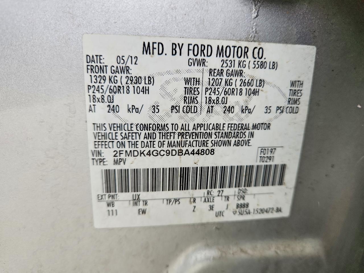 2013 Ford Edge Se Silver vin: 2FMDK4GC9DBA44808