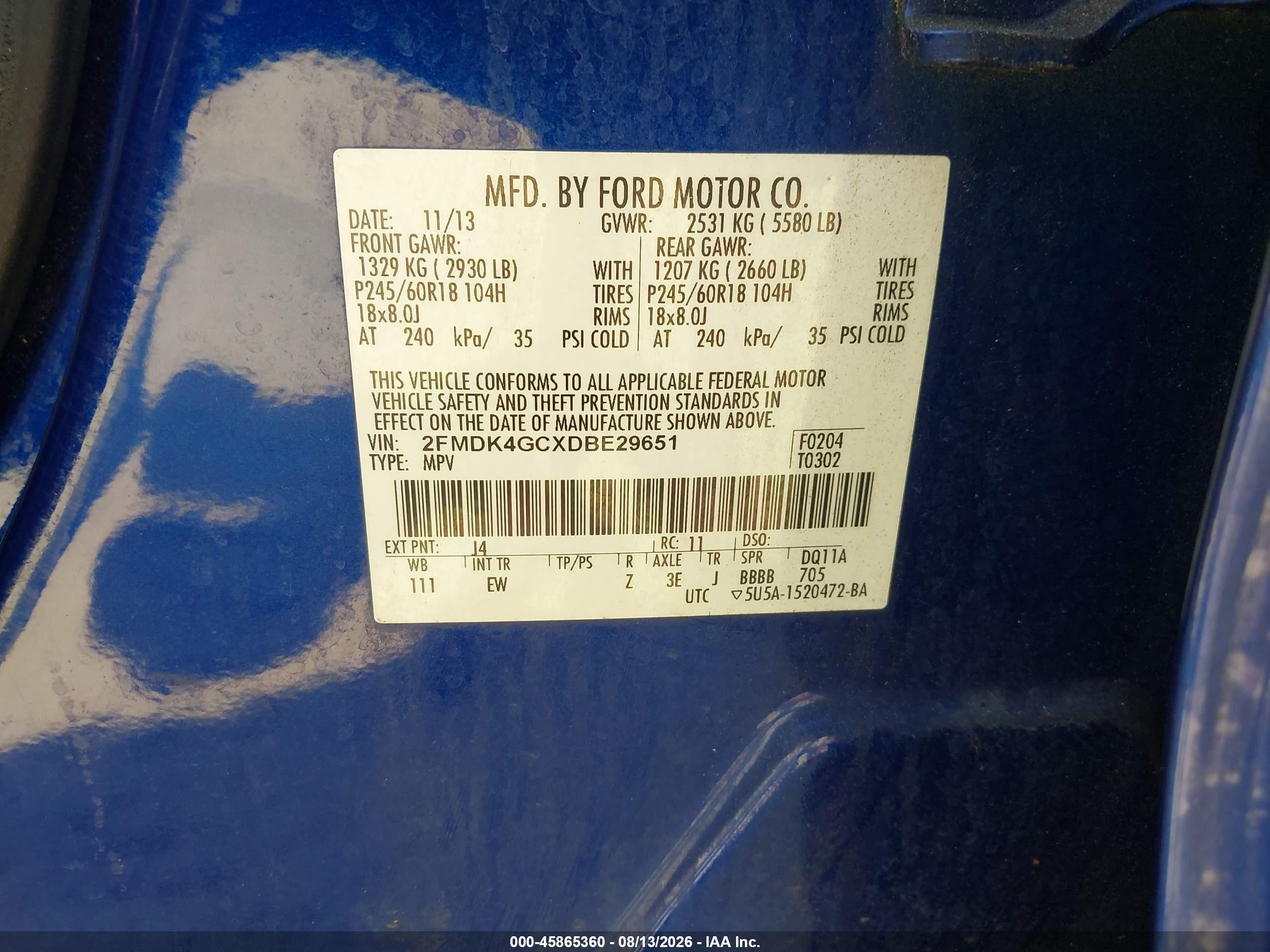 2013 Ford Edge Se Blue vin: 2FMDK4GCXDBE29651