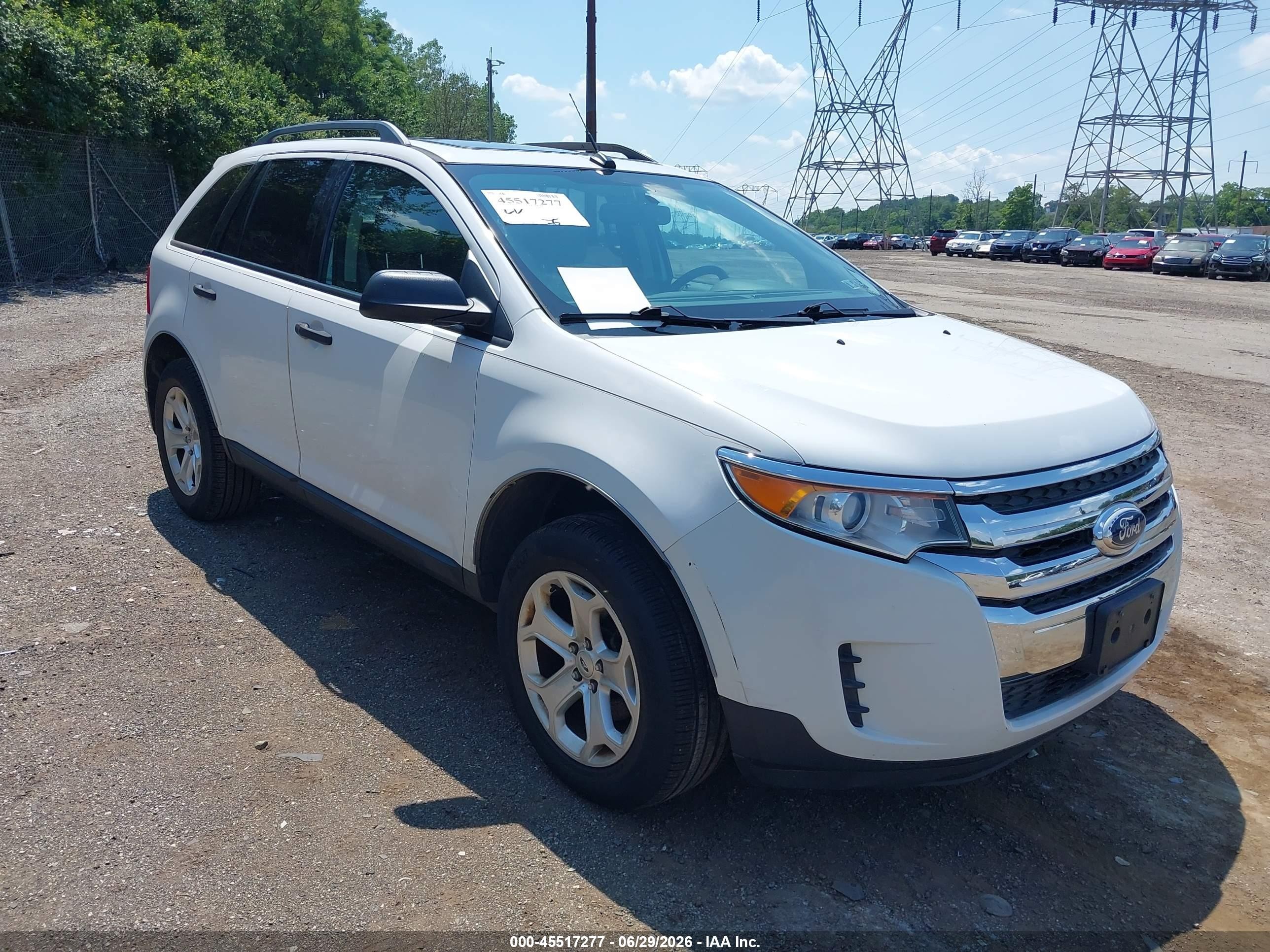 2014 Ford Edge Se White vin: 2FMDK4GCXEBB43994