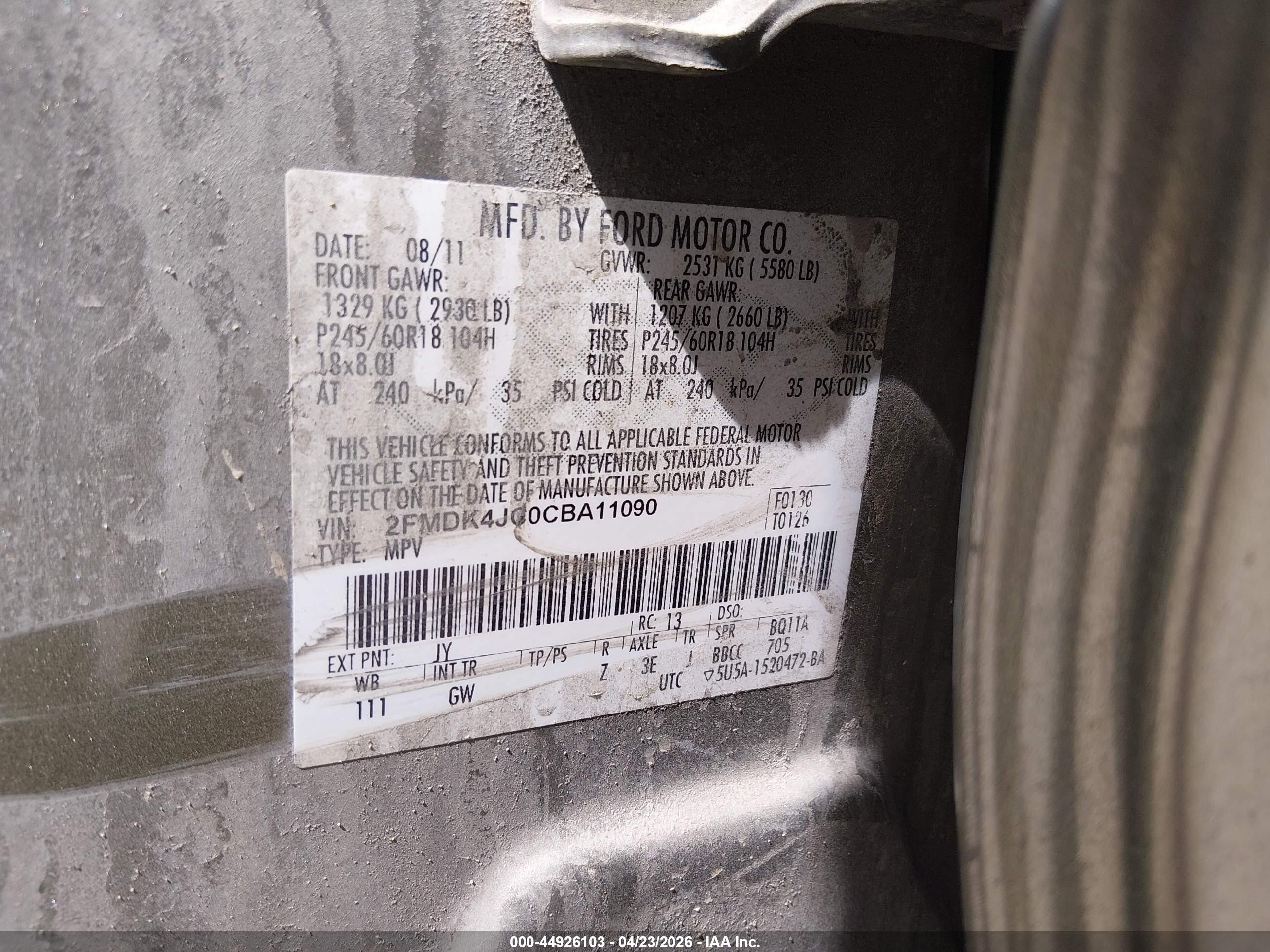 2012 Ford Edge Sel Зеленый vin: 2FMDK4JC0CBA11090