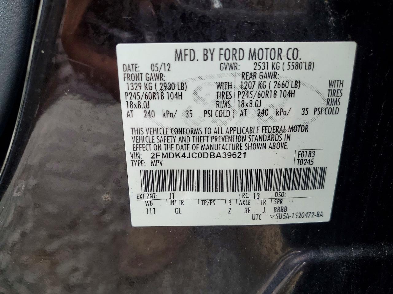 2013 Ford Edge Sel Black vin: 2FMDK4JC0DBA39621