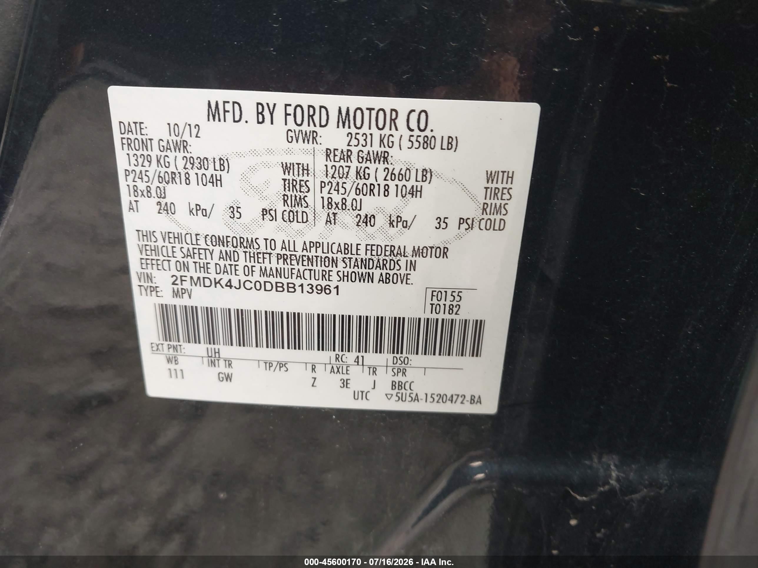 2013 Ford Edge Sel Black vin: 2FMDK4JC0DBB13961