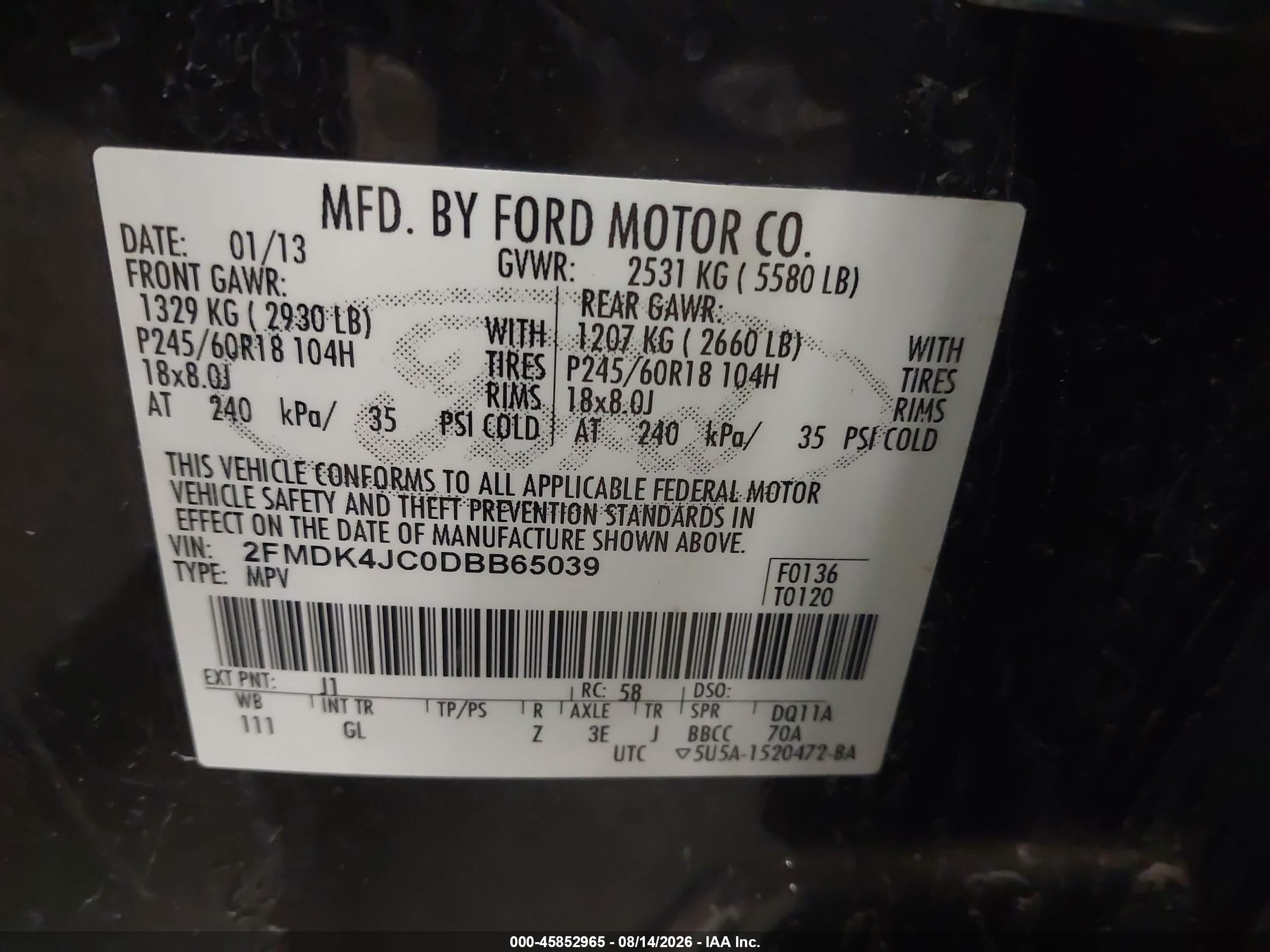 2013 Ford Edge Sel Dark Brown vin: 2FMDK4JC0DBB65039