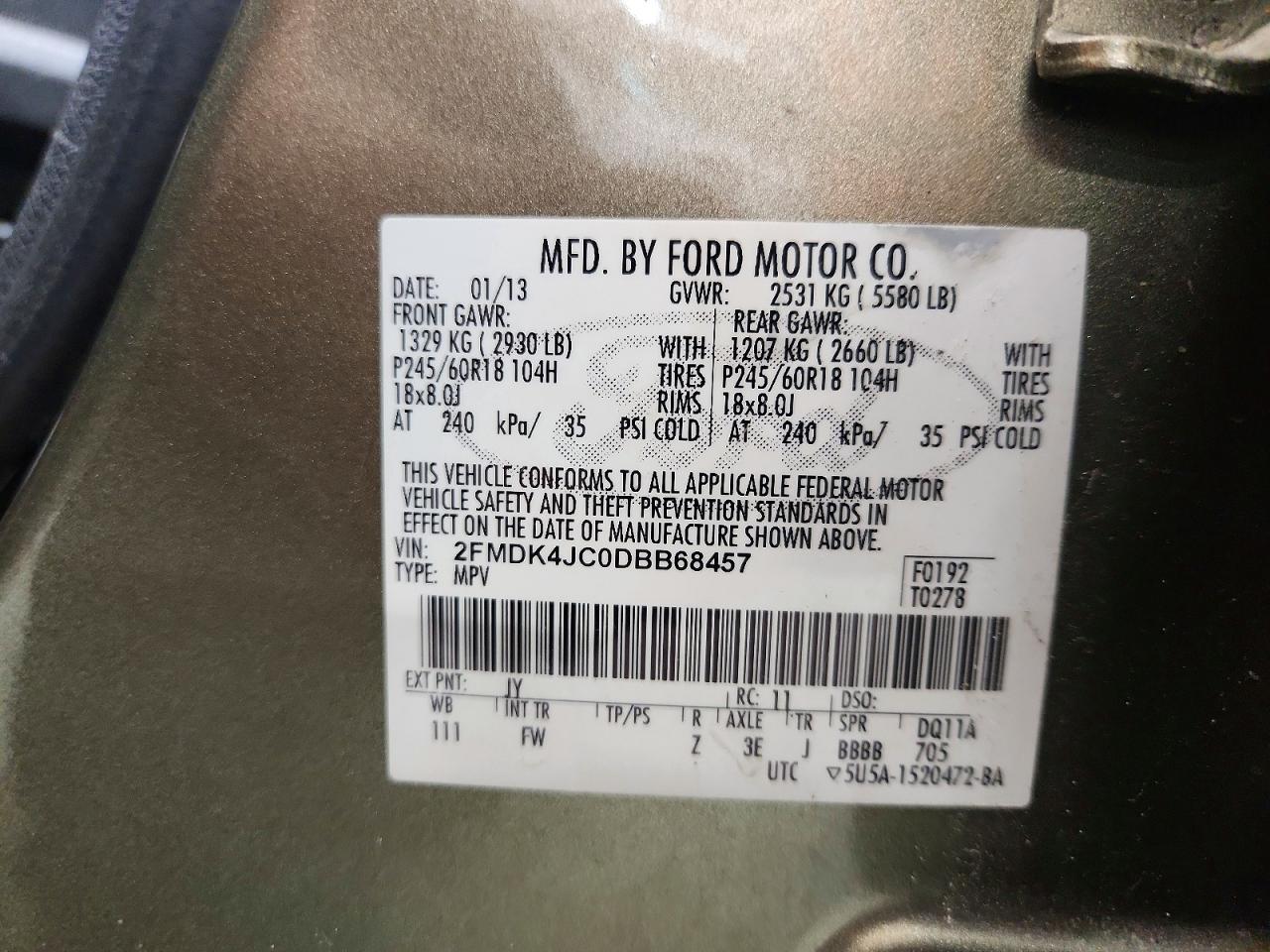 2013 Ford Edge Sel Зеленый vin: 2FMDK4JC0DBB68457