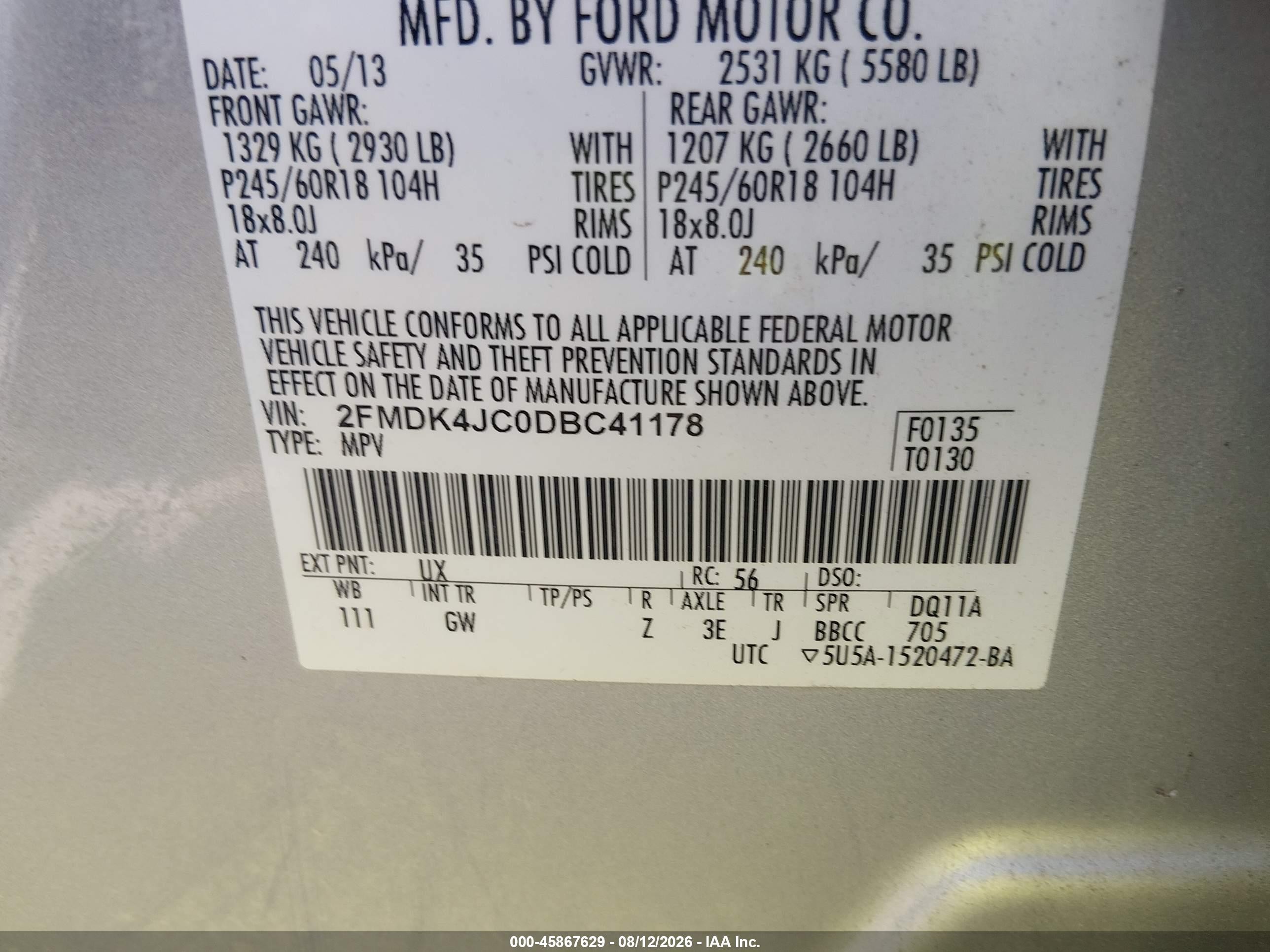 2013 Ford Edge Sel Silver vin: 2FMDK4JC0DBC41178