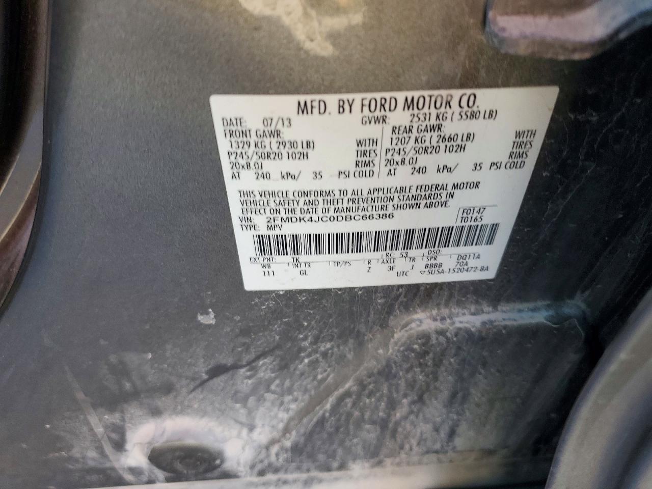 2013 Ford Edge Sel Gray vin: 2FMDK4JC0DBC66386
