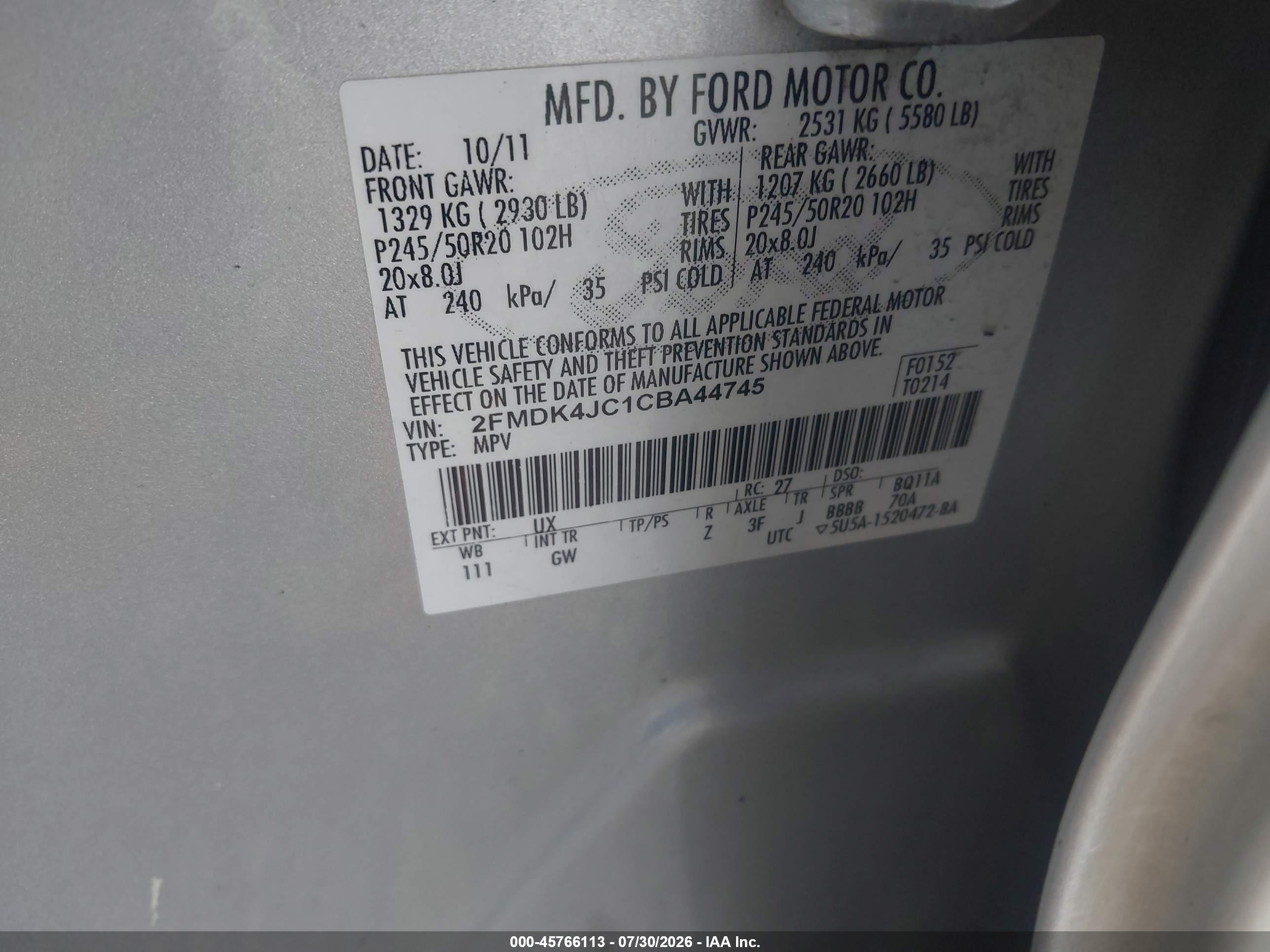 2012 Ford Edge Sel Silver vin: 2FMDK4JC1CBA44745