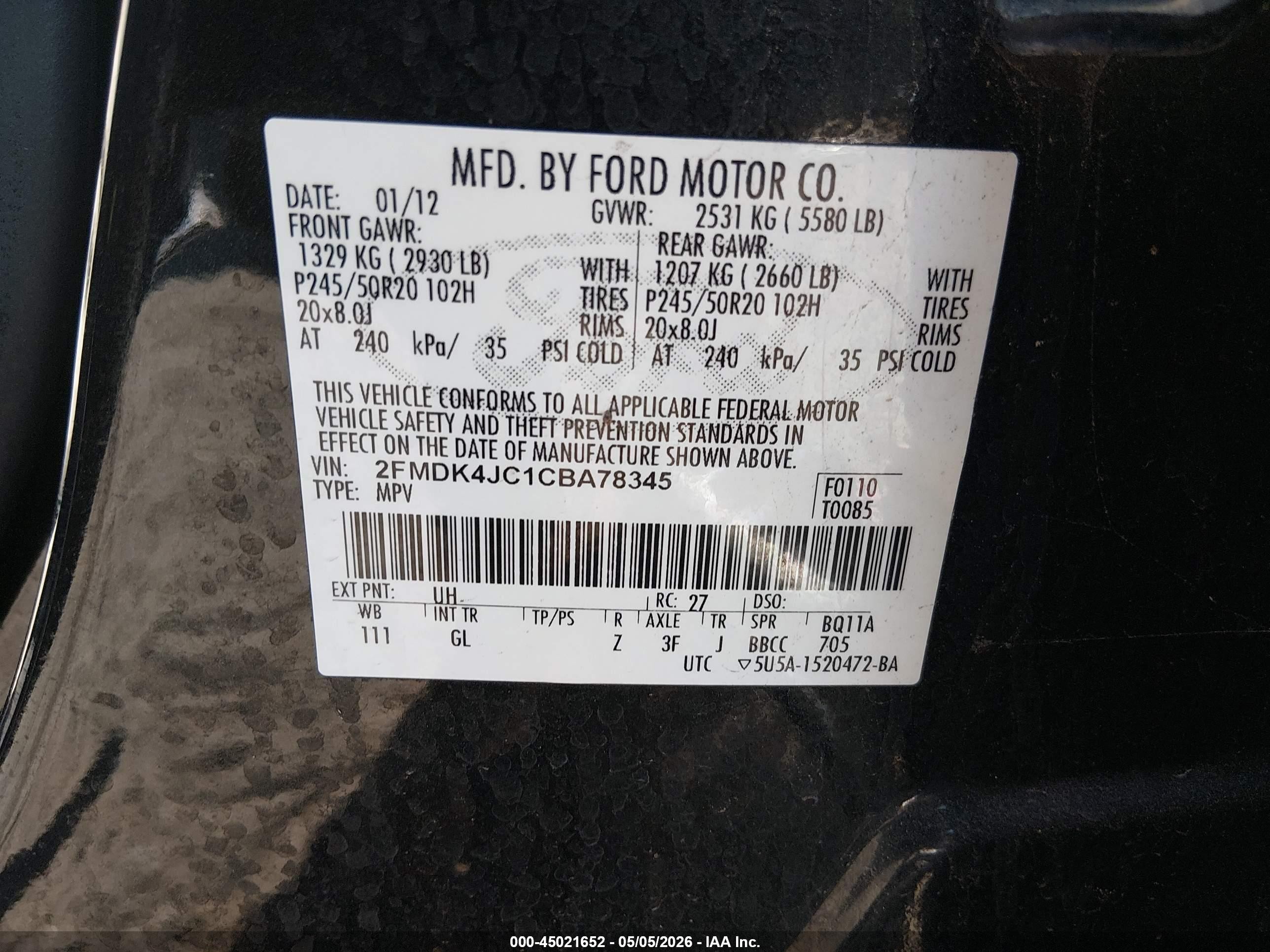 2012 Ford Edge Sel Black vin: 2FMDK4JC1CBA78345
