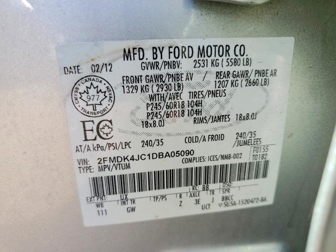 2013 Ford Edge Sel Silver vin: 2FMDK4JC1DBA05090
