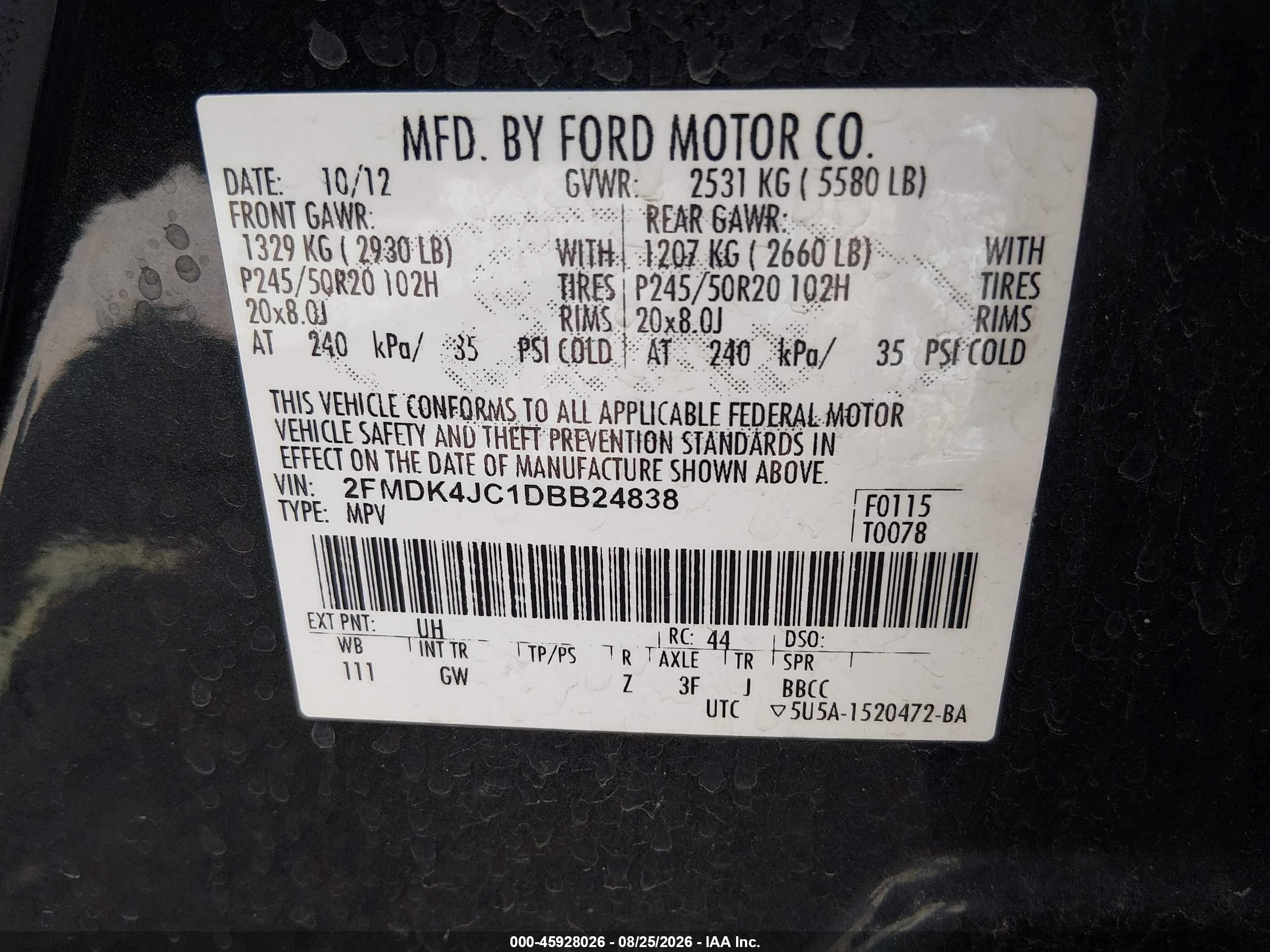 2013 Ford Edge Sel Black vin: 2FMDK4JC1DBB24838