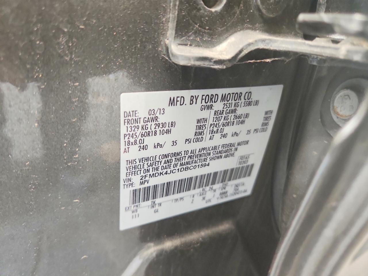 2013 Ford Edge Sel Silver vin: 2FMDK4JC1DBC01594