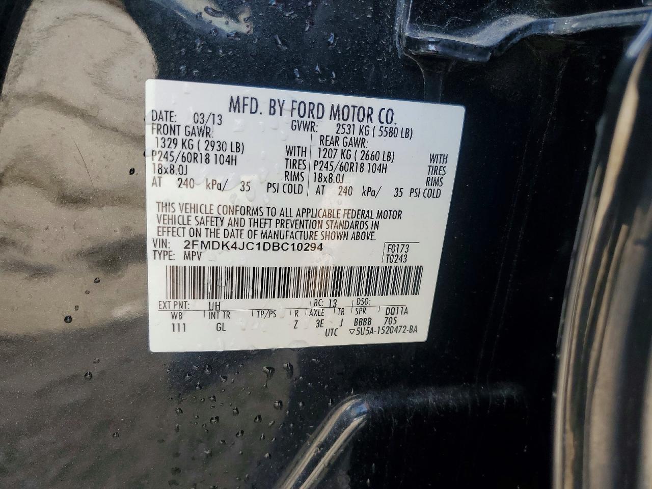 2013 Ford Edge Sel Black vin: 2FMDK4JC1DBC10294