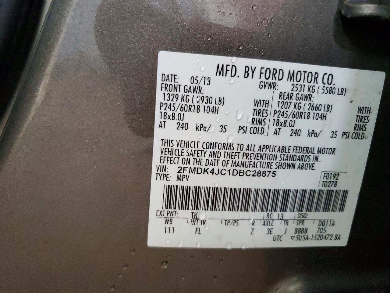 2013 Ford Edge Sel Brown vin: 2FMDK4JC1DBC28875