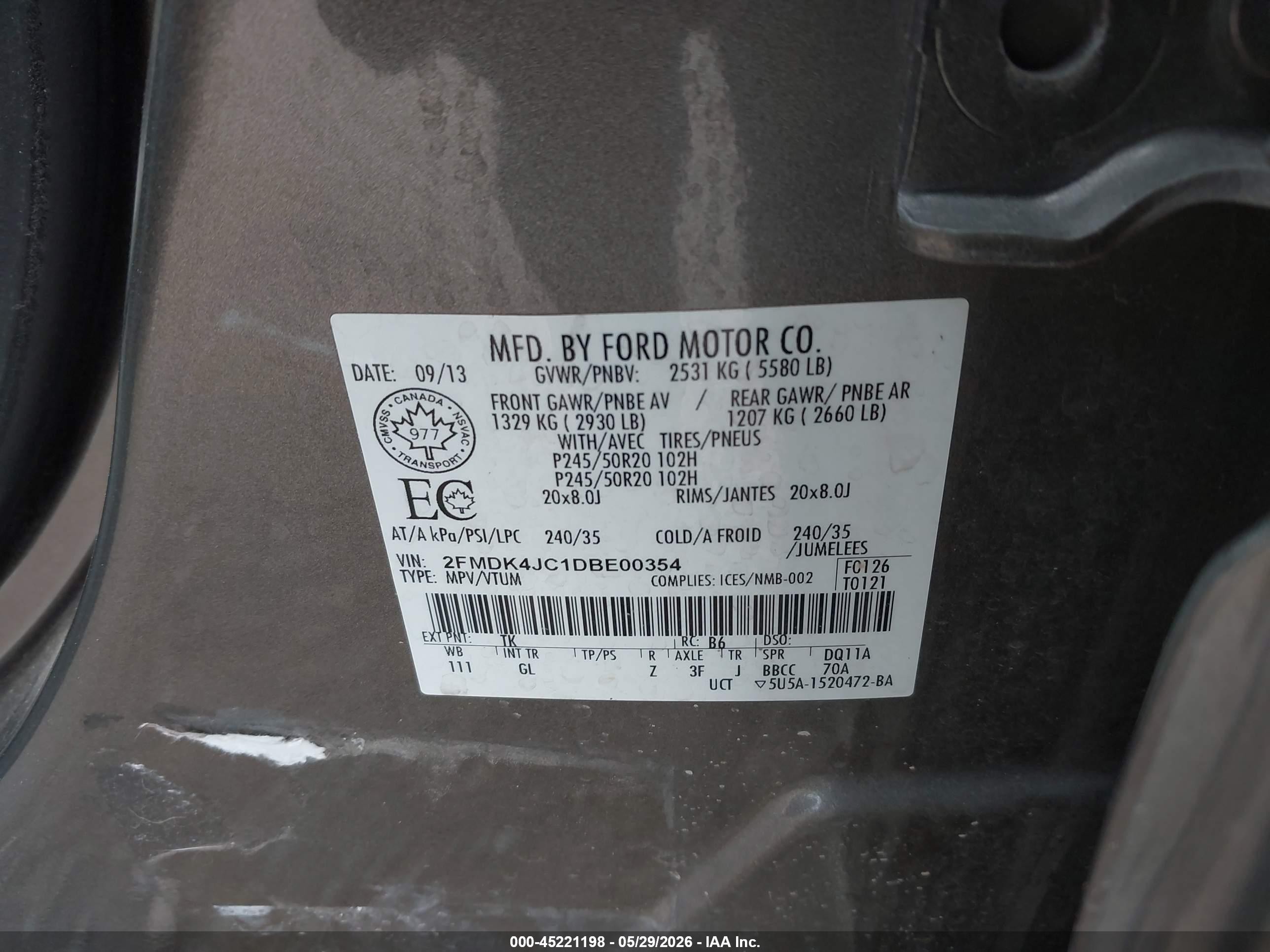 2013 Ford Edge Sel Brown vin: 2FMDK4JC1DBE00354