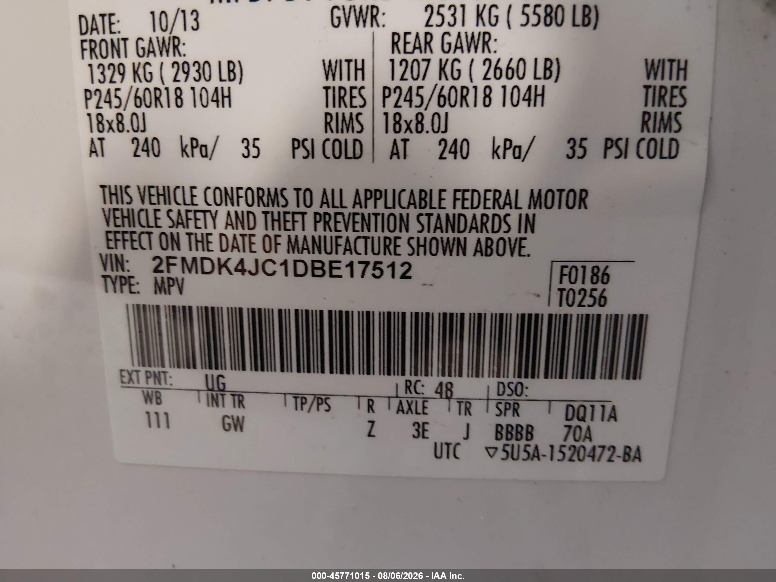 2013 Ford Edge Sel White vin: 2FMDK4JC1DBE17512