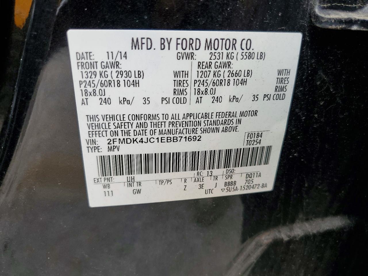2014 Ford Edge Sel Black vin: 2FMDK4JC1EBB71692