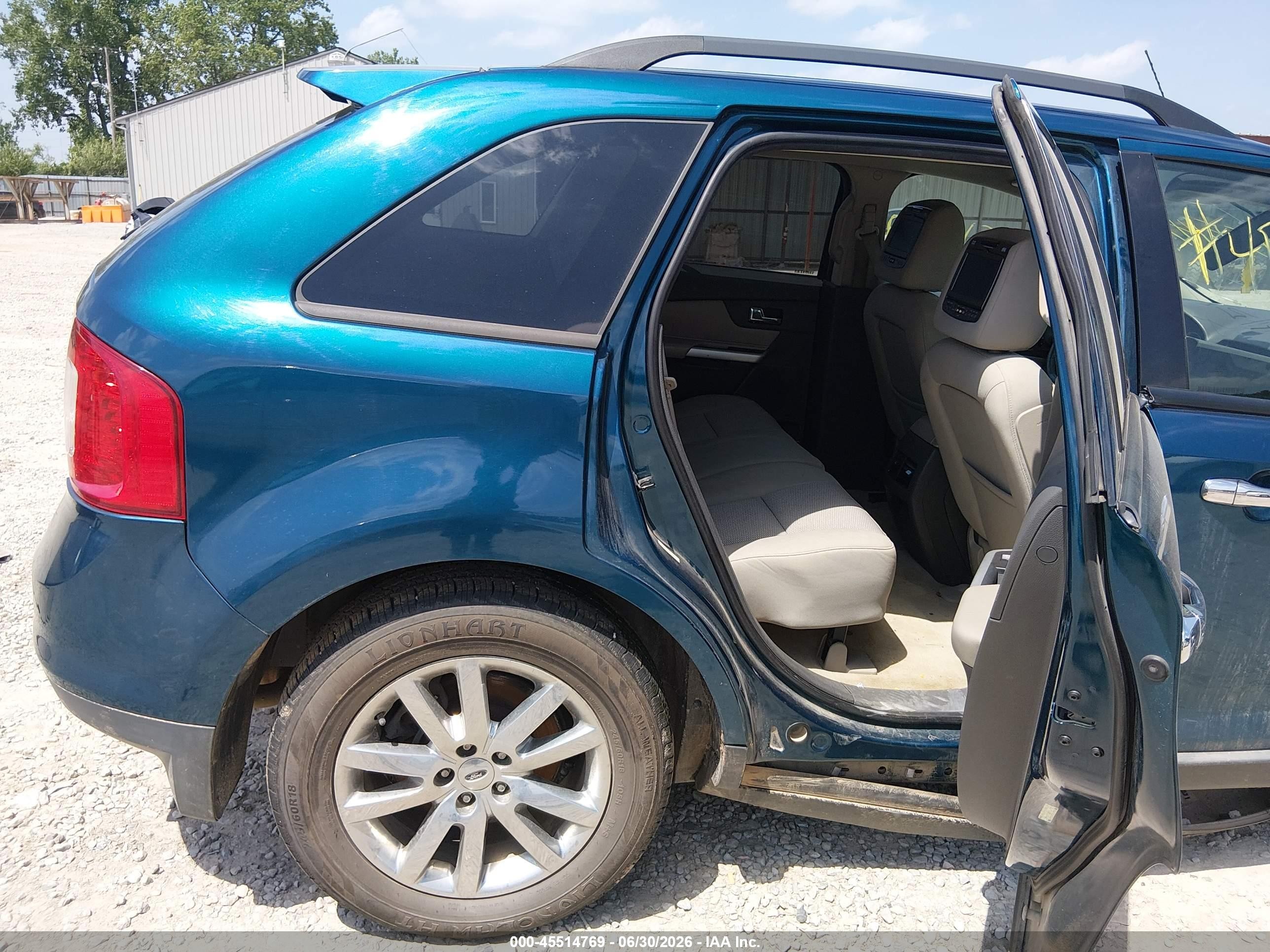 2011 Ford Edge Sel Turquoise vin: 2FMDK4JC2BBA18914