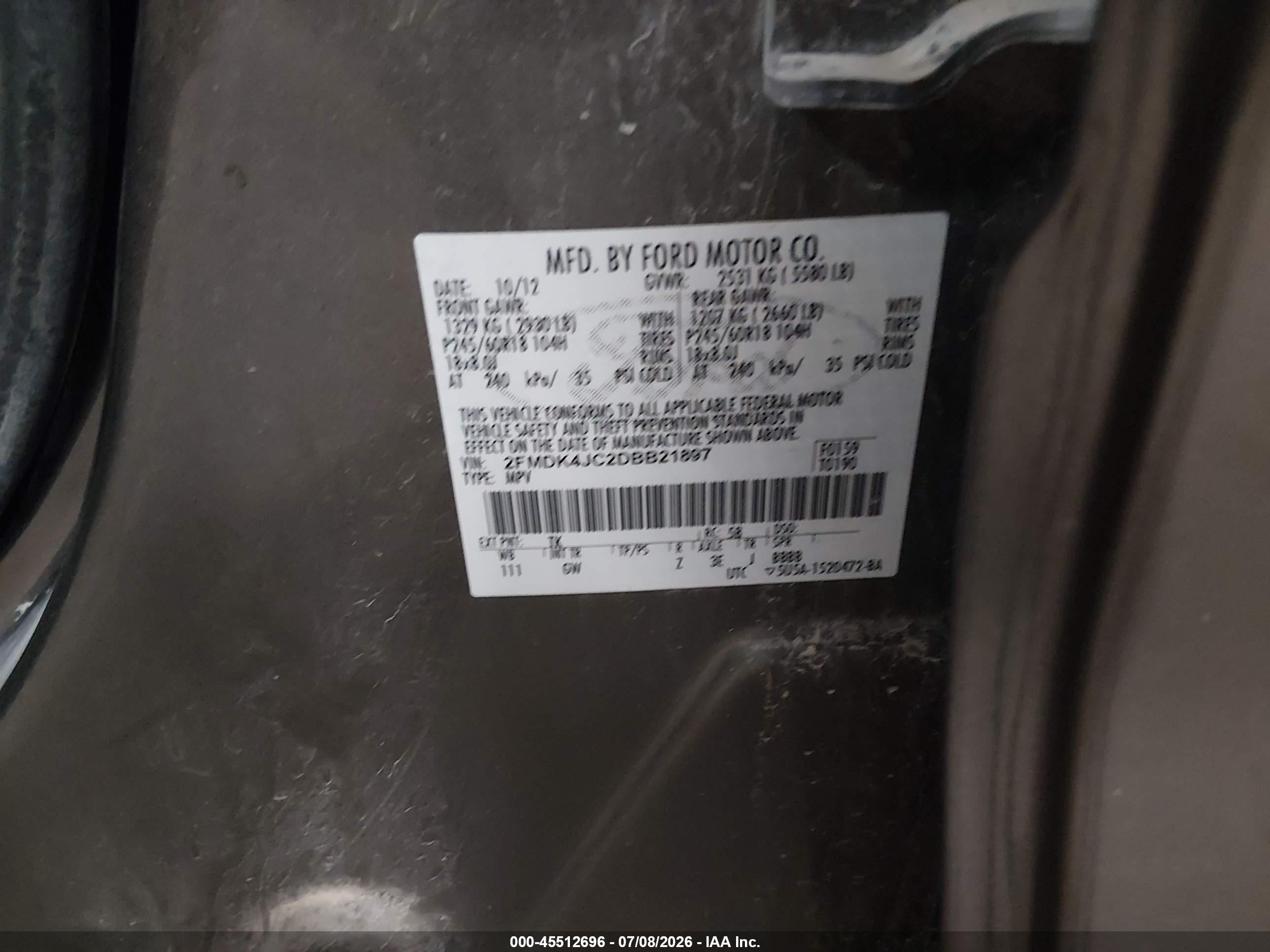 2013 Ford Edge Sel Коричневый vin: 2FMDK4JC2DBB21897
