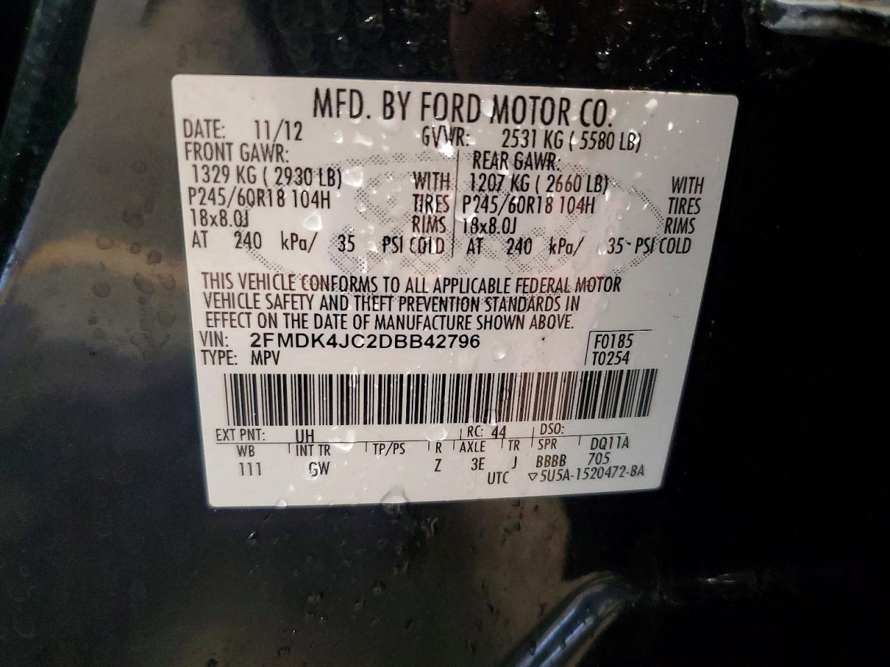 2013 Ford Edge Sel Черный vin: 2FMDK4JC2DBB42796