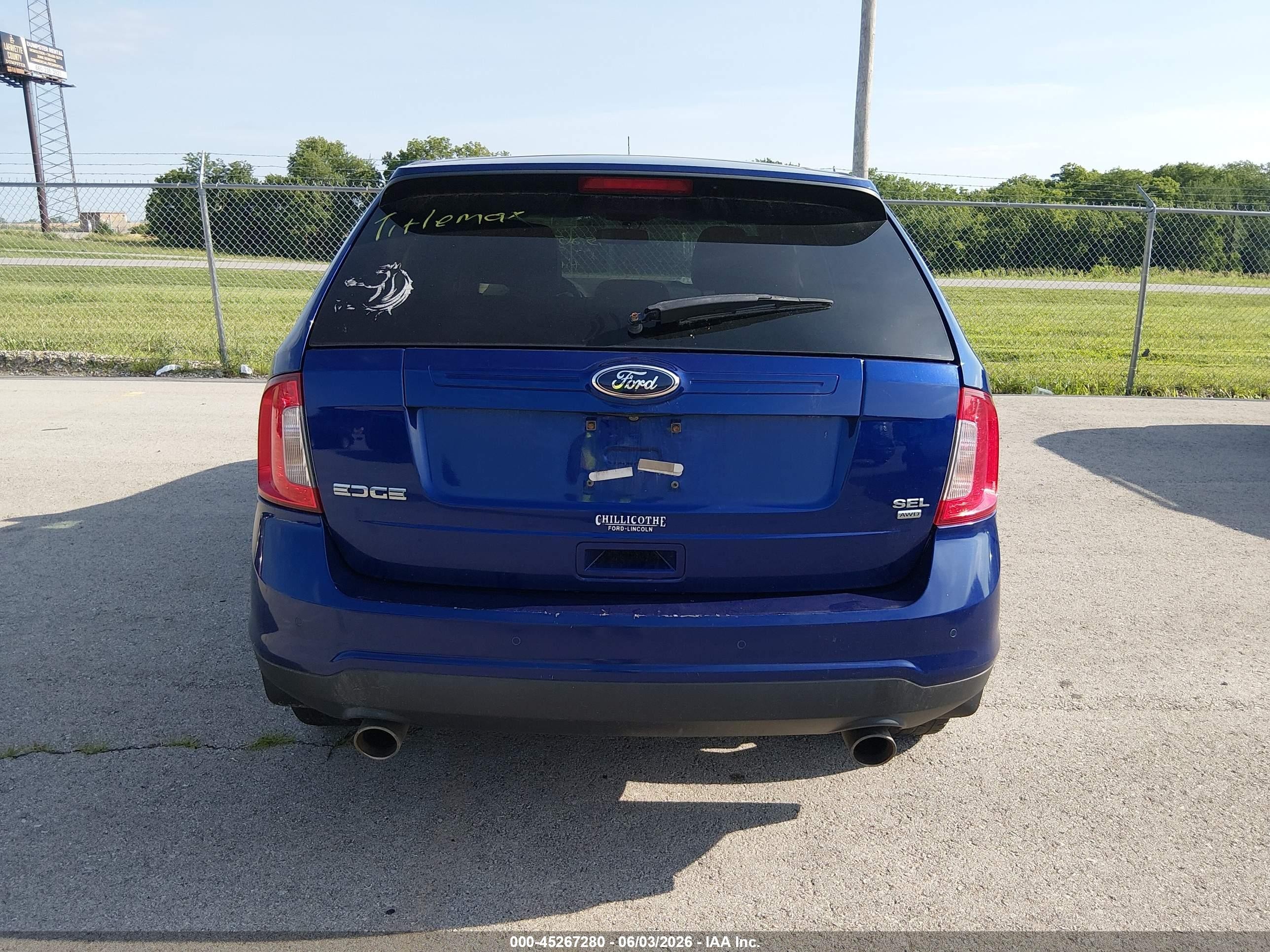 2014 Ford Edge Sel Blue vin: 2FMDK4JC2EBA03527
