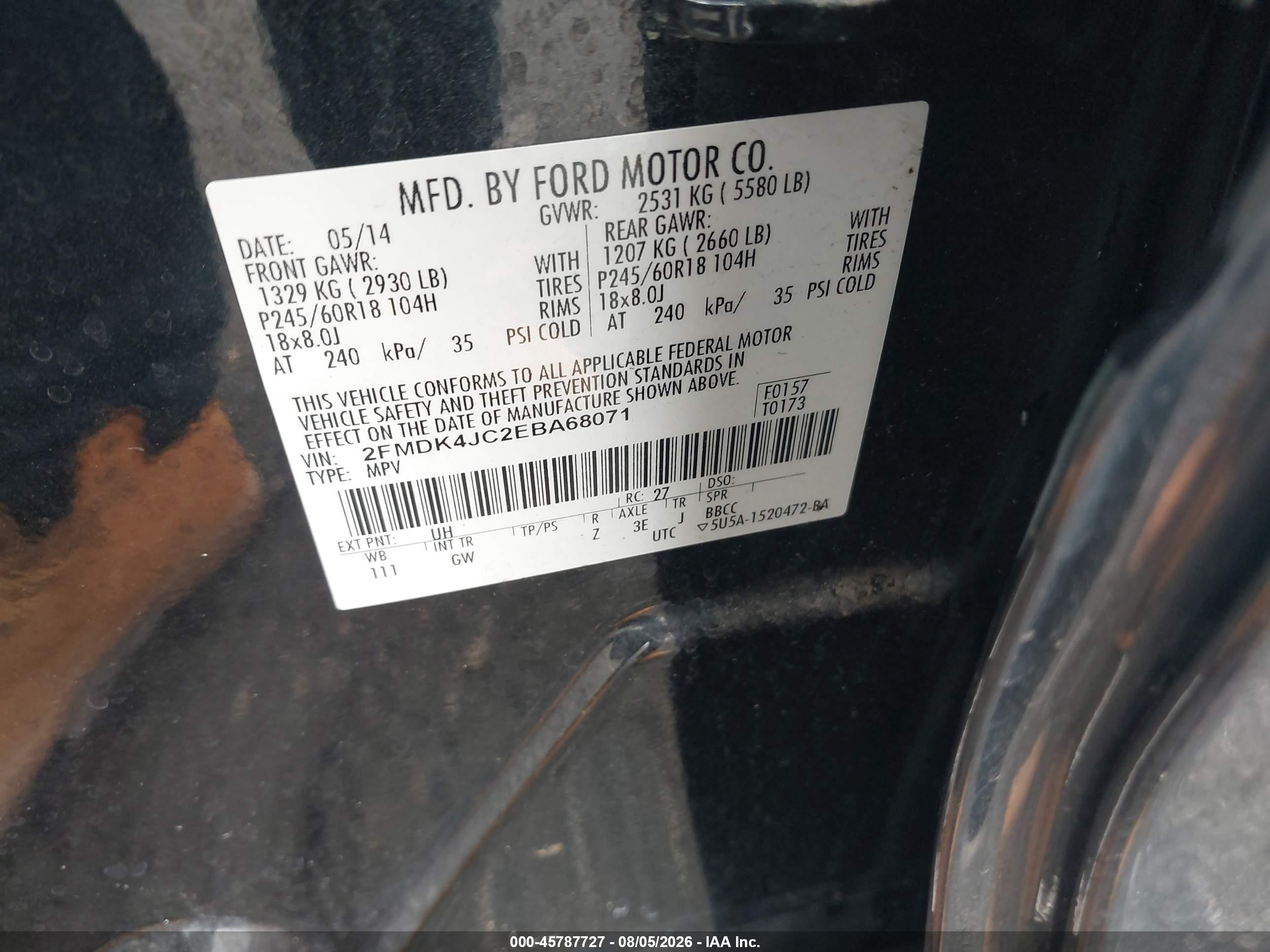 2014 Ford Edge Sel Black vin: 2FMDK4JC2EBA68071