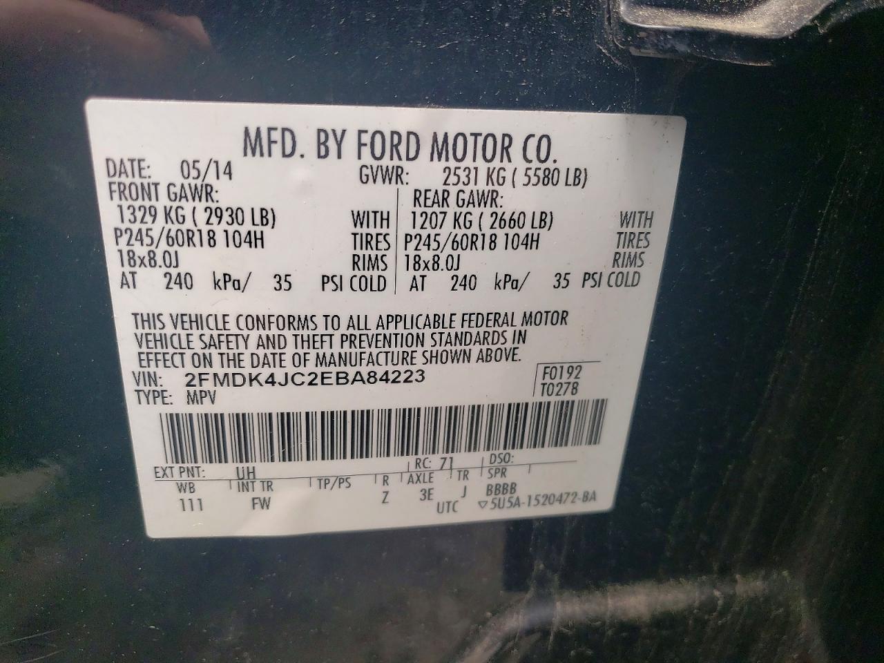 2014 Ford Edge Sel Black vin: 2FMDK4JC2EBA84223