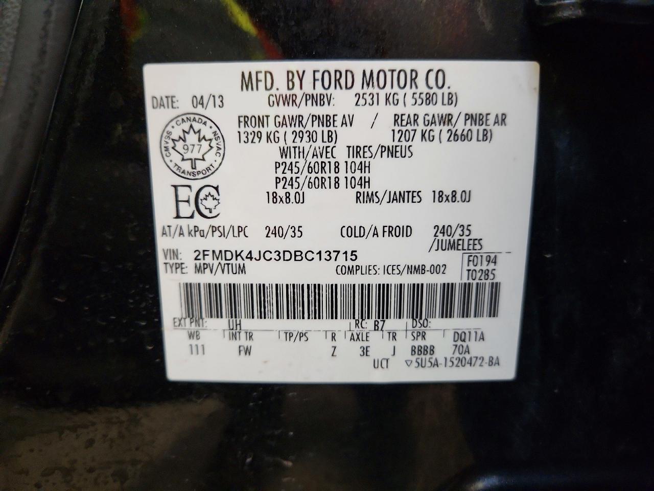 2013 Ford Edge Sel Black vin: 2FMDK4JC3DBC13715