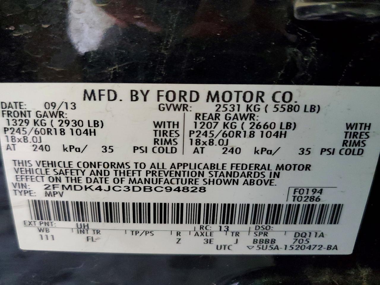2013 Ford Edge Sel Black vin: 2FMDK4JC3DBC94828