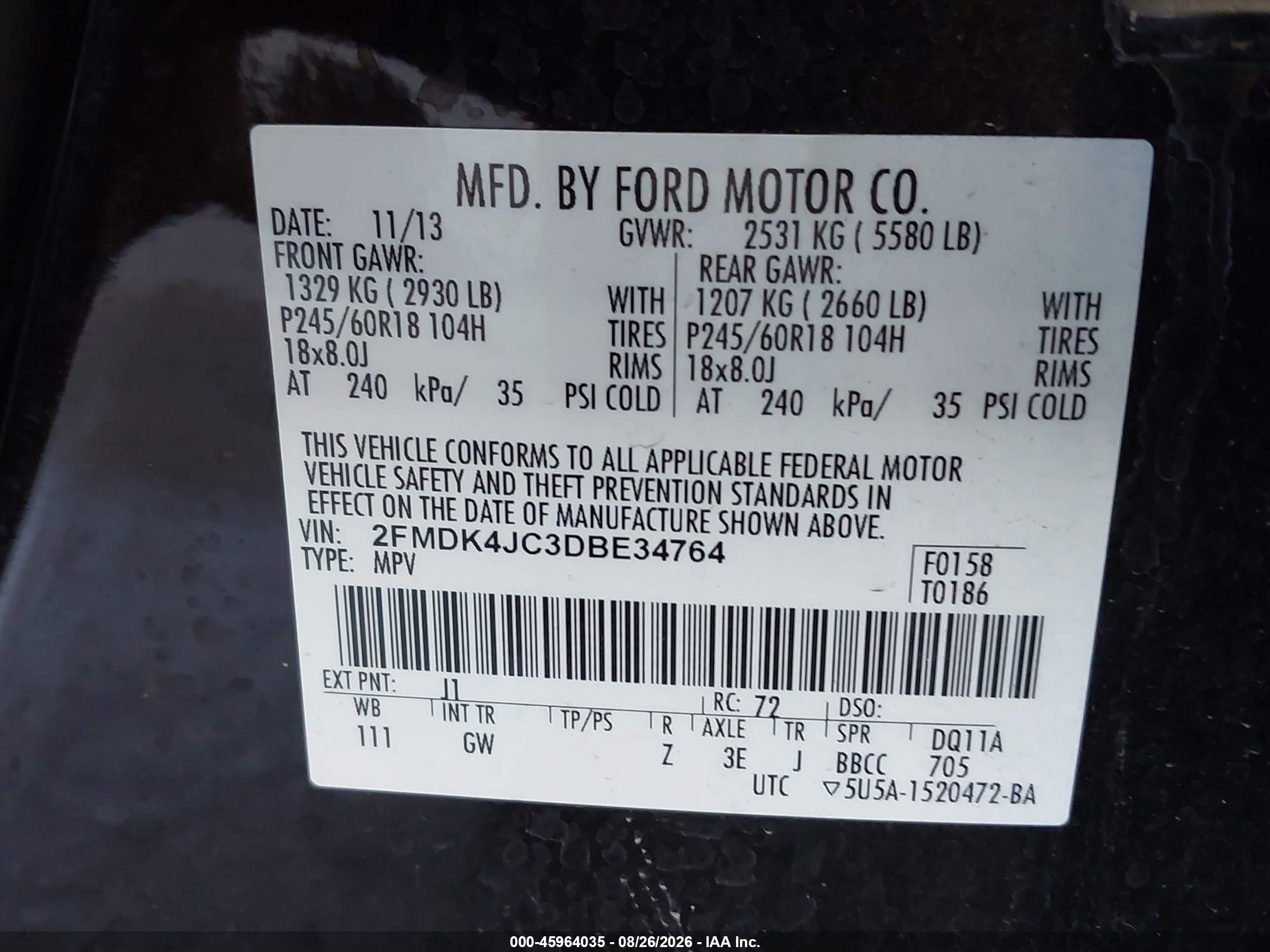 2013 Ford Edge Sel Black vin: 2FMDK4JC3DBE34764