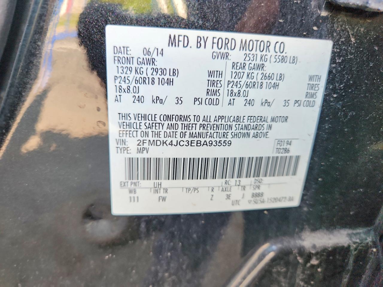 2014 Ford Edge Sel Черный vin: 2FMDK4JC3EBA93559