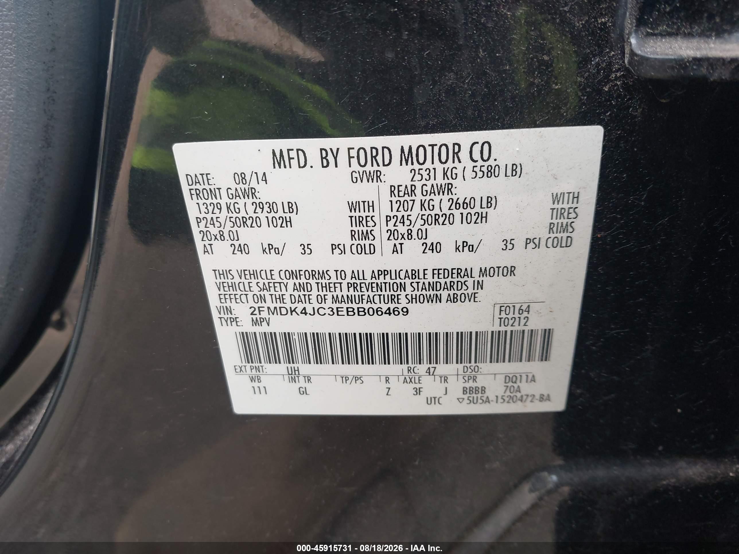 2014 Ford Edge Sel Black vin: 2FMDK4JC3EBB06469
