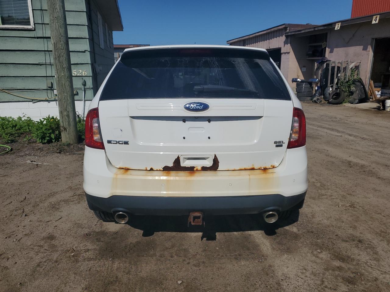 2014 Ford Edge Sel White vin: 2FMDK4JC3EBB08254 Damage: Lift Gate, Rust, > 12 Inches